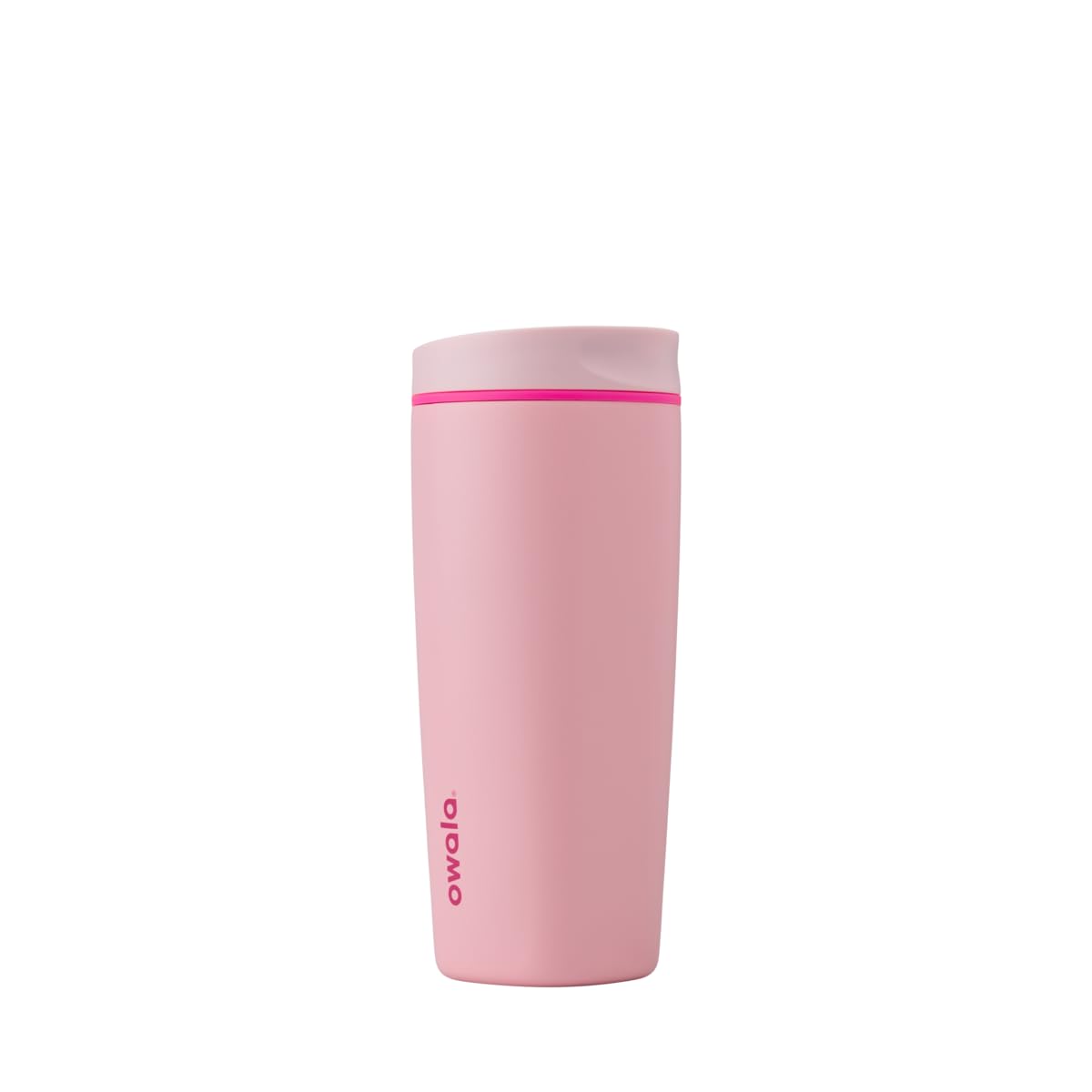 Owala SmoothSip Slider Insulated Stainless Steel Coffee Tumbler, Reusable Iced Coffee Cup, Hot Coffee Travel Mug, BPA Free 12 oz, Tan/White (Vanilla Bean)