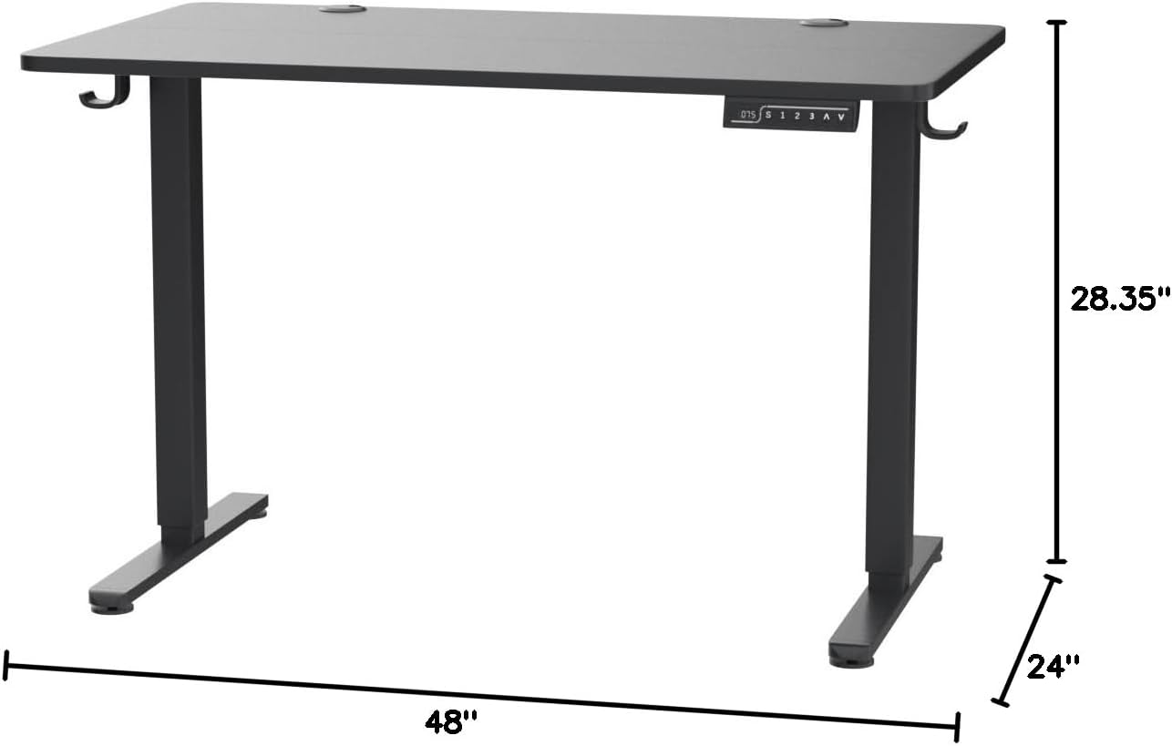 ErGear Height Adjustable Electric Standing Desk, 48 x 24 Inches Sit Stand up Desk, Memory Computer Home Office Desk with Two-Piece Desktop (Black)