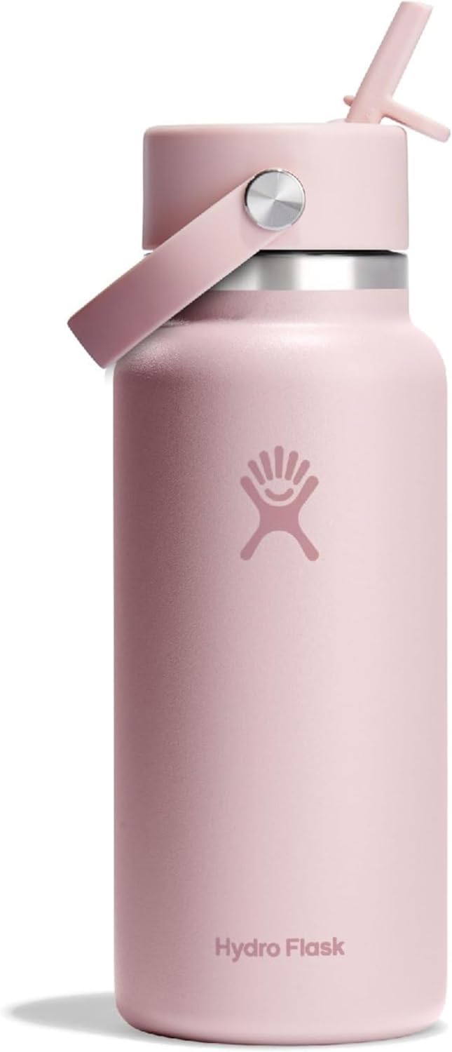 Hydro Flask 32 Oz Wide Flex Straw Cap Bottle - Insulated Stainless Steel - Wide Straw Lid, Non Spill, Leakproof in Jelly Pink