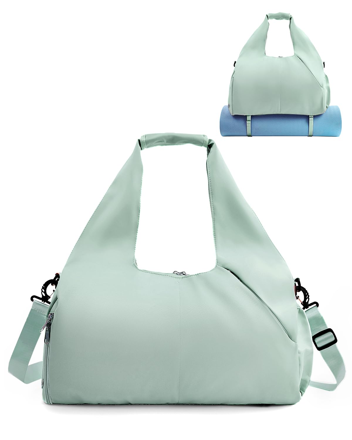 Gym Bag for Women with Shoe Compartment Yoga Mat Bag with Wet Pocket and Water Bottle Holder Weekender Bag with Strap