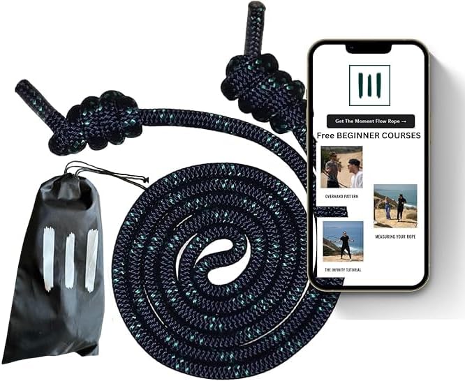 Flow Rope Exercise Jump Rope – 500g (1.10lb) Weighted Flow Jump Rope for Cardio, Boxing, HIIT & Upper Body Fitness – Adjustable Double Woven Workout Rope for Men, Women, Beginners – Indoor & Outdoor Use