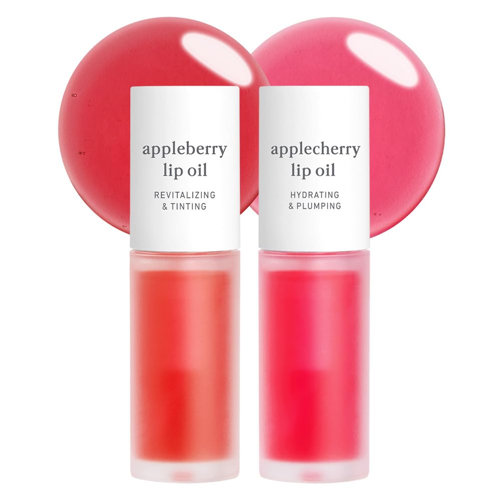 NOONI Korean Hydrating Lip Oil - Appleberry | Long-Lasting, Moisturizing, Plumping, Revitalizing for Dry Lips, Waterproof, No Peel Off, Hydrating, Nourishing Crystal Clear, 0.12 FL Oz