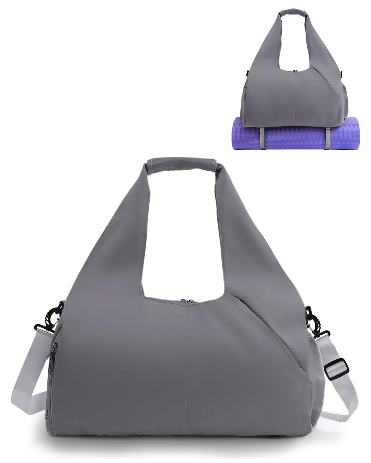 Gym Bag for Women with Shoe Compartment Yoga Mat Bag with Wet Pocket and Water Bottle Holder Weekender Bag with Strap