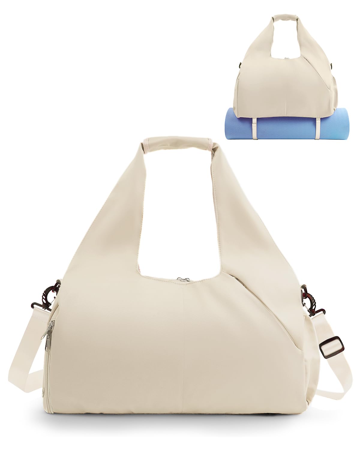Gym Bag for Women with Shoe Compartment Yoga Mat Bag with Wet Pocket and Water Bottle Holder Weekender Bag with Strap