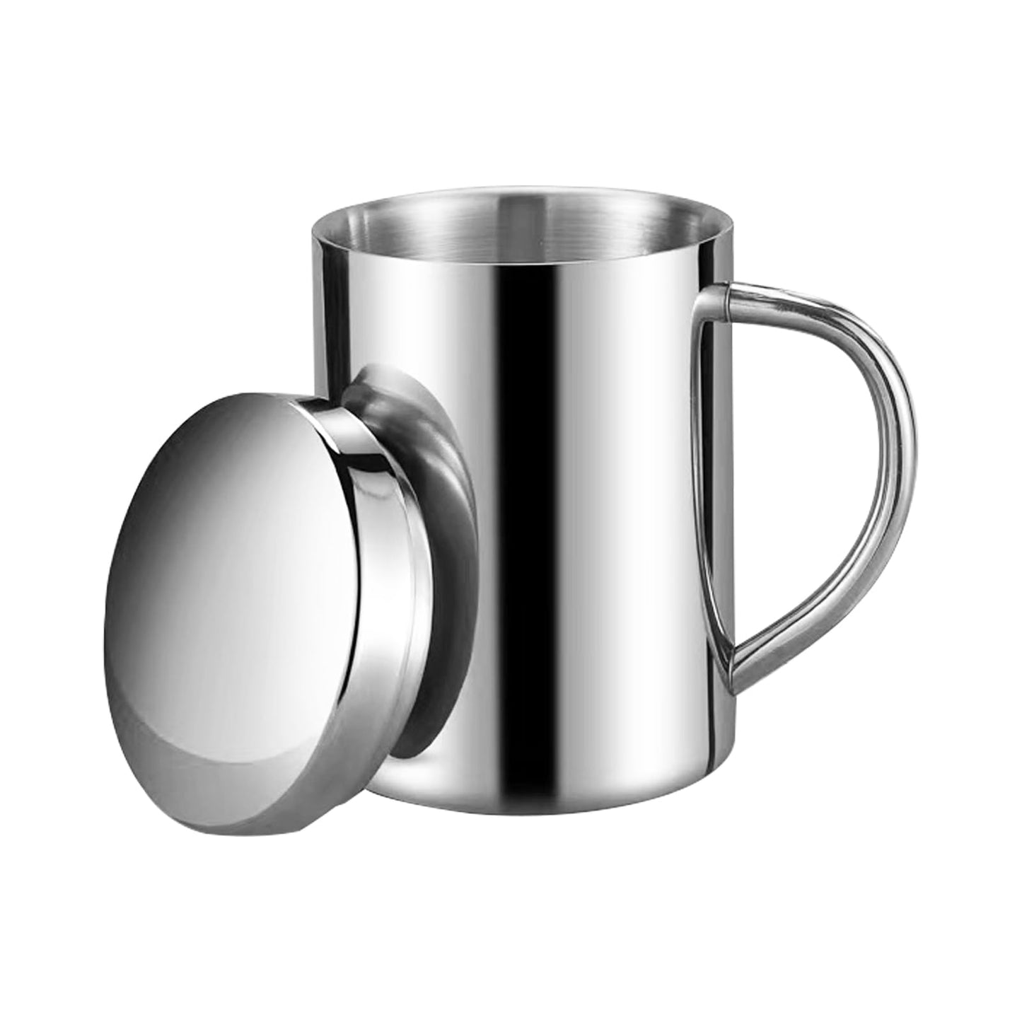 13.5 oz Stainless Steel Double-Walled Metal Mugs - Insulated Coffee & Tea Cup with Lid and Handle for Camping and Everyday Use (2 piece)