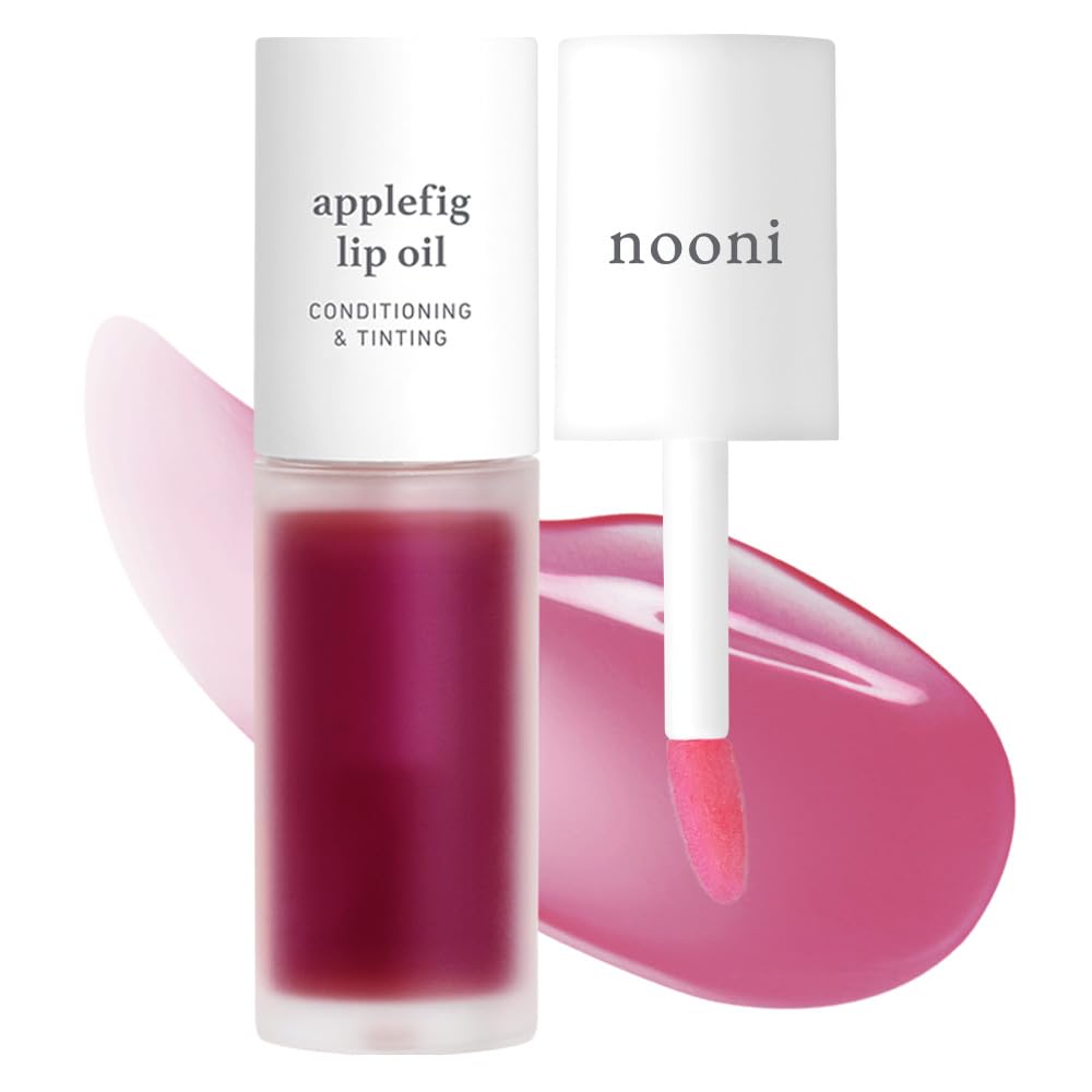 NOONI Korean Hydrating Lip Oil - Appleberry | Long-Lasting, Moisturizing, Plumping, Revitalizing for Dry Lips, Waterproof, No Peel Off, Hydrating, Nourishing Crystal Clear, 0.12 FL Oz