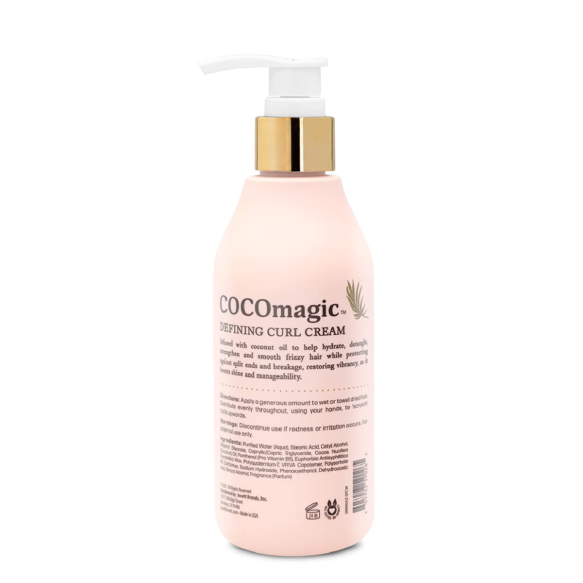 Cocomagic Defining Curl Cream | Extra Frizz Control | Protects Against Split Ends and Breakage | Paraben Free, Cruelty Free, Made in USA (8 oz)