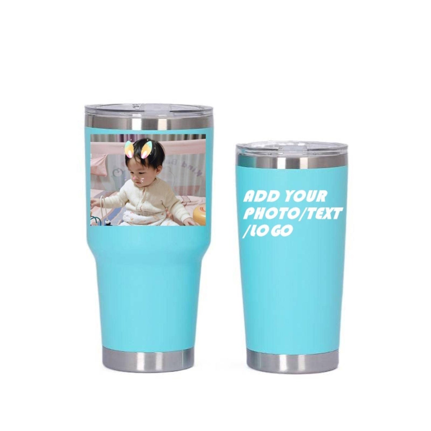 Personalized Photo 20oz 30oz Stainless Steel Tumbler,Custom Coffee Tumbler Cup With Lid And Strawstraw Vacuum Insulated With Text Photo Logo (PERSONALIZED)