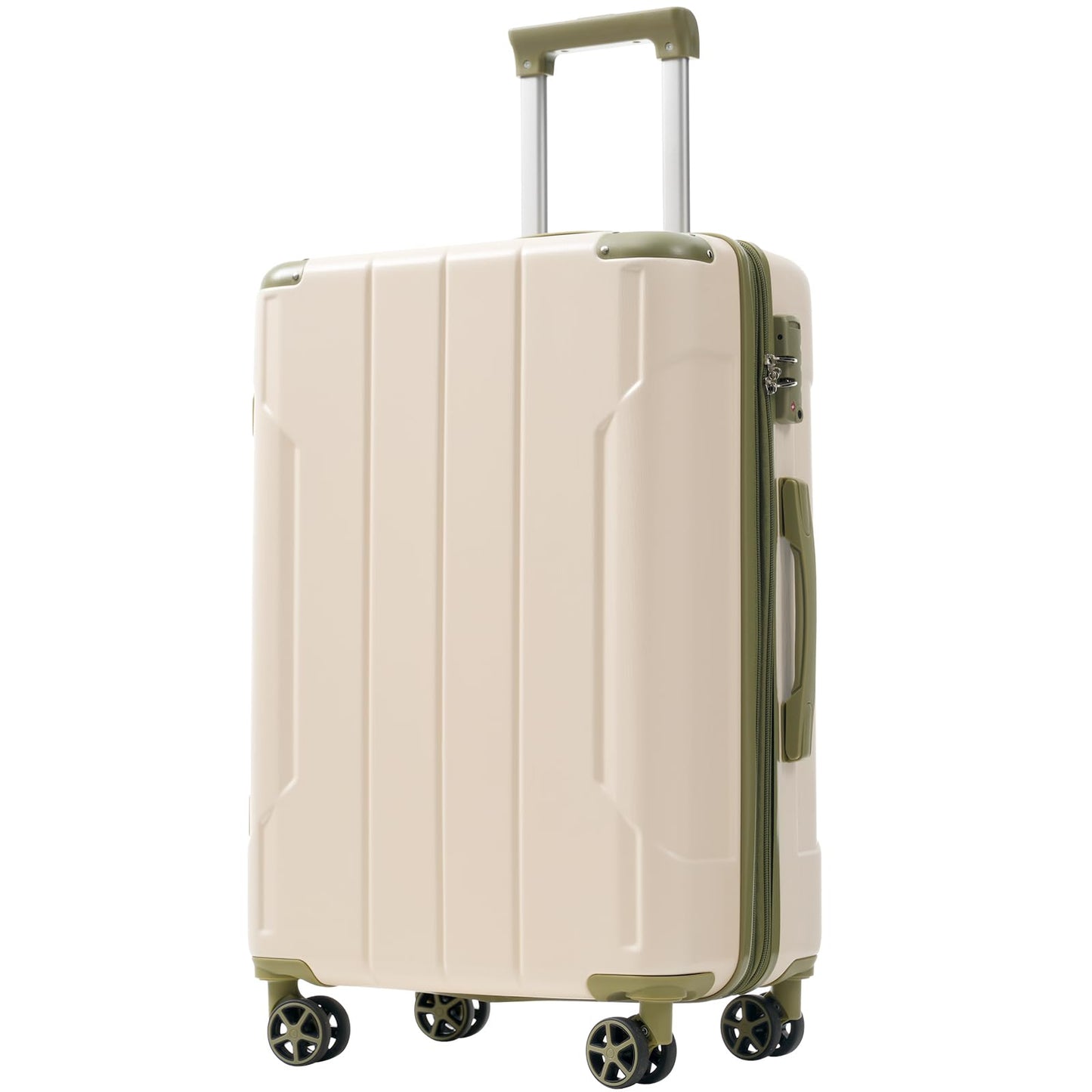 Merax Luggage Sets 3-Piece Hardshell with Spinner Wheels Lightweight Suitcase with Corner Guards (Green, 20/24/28)