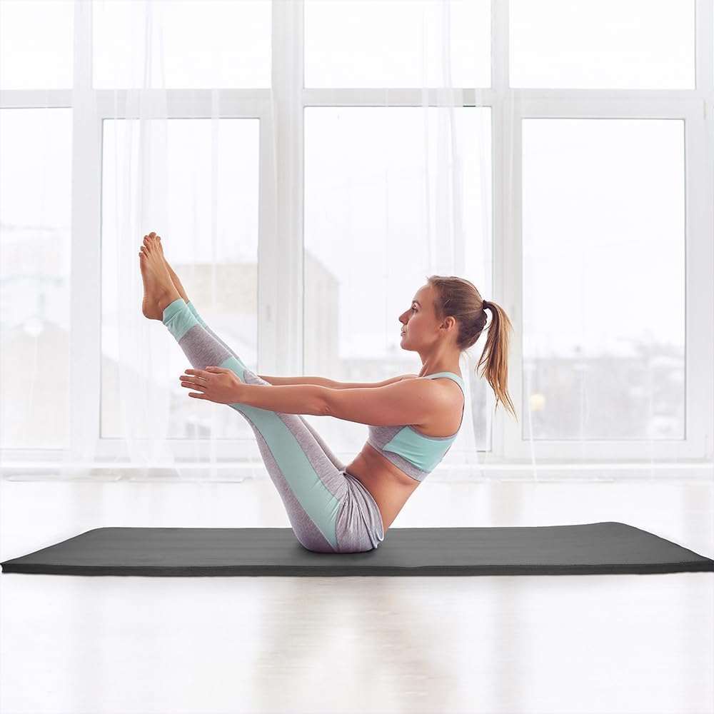 Yoga Mat, 1/2-Inch Extra Thick High Density Exercise Mat, Anti-Tear Exercise Yoga Mat with Carrying Strap, Suitable for Various Yoga Exercises