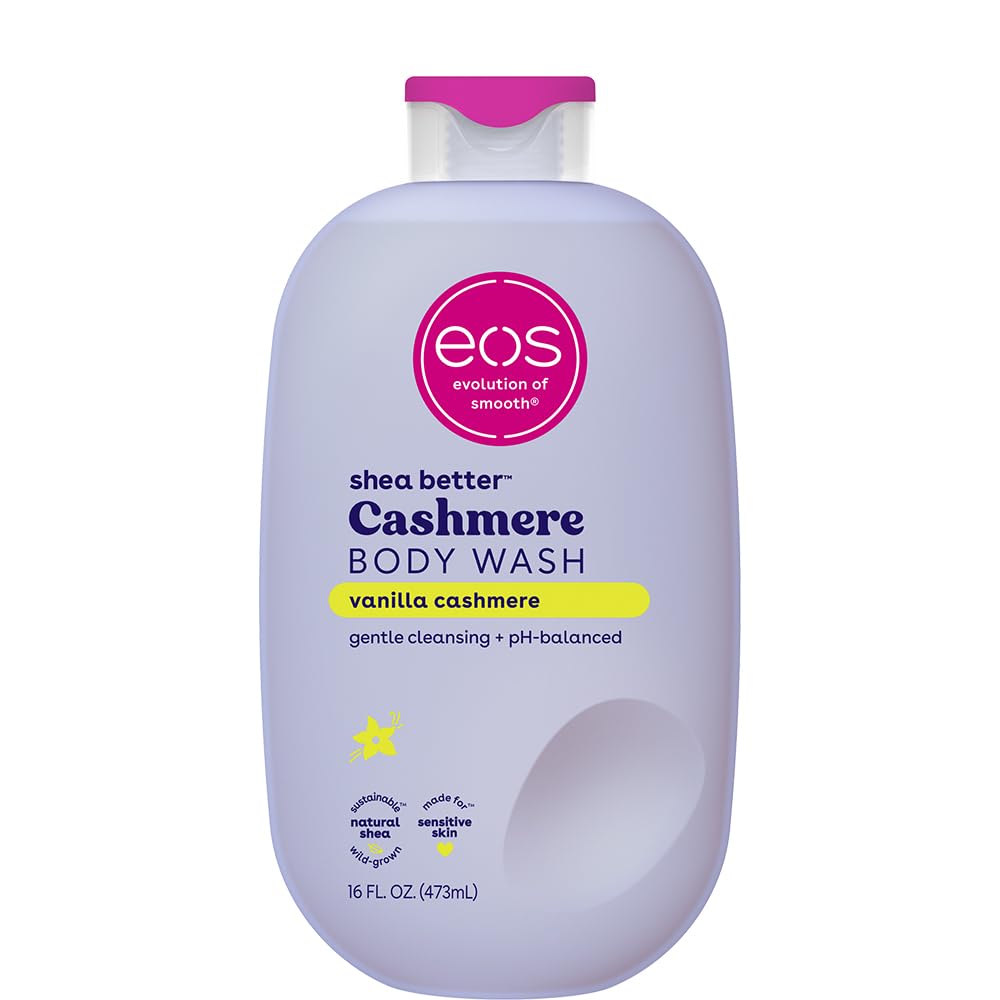 eos Shea Better Cashmere Body Wash, Coconut Waters, Moisturizing, pH Balanced Body Wash, Creamy Gel Formula, Paraben & Phthalate Free, Sensitive Skin, 16 fl oz