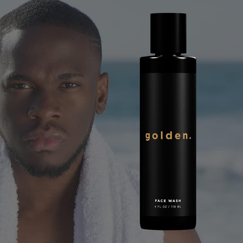 Golden Grooming Co. Men's Face Wash | Aloe Vera & Vitamin E | Natural Facial Cleanser for Sensitive & Oily Skin | Deep Cleansing & Hydrating Foam Wash, 4oz