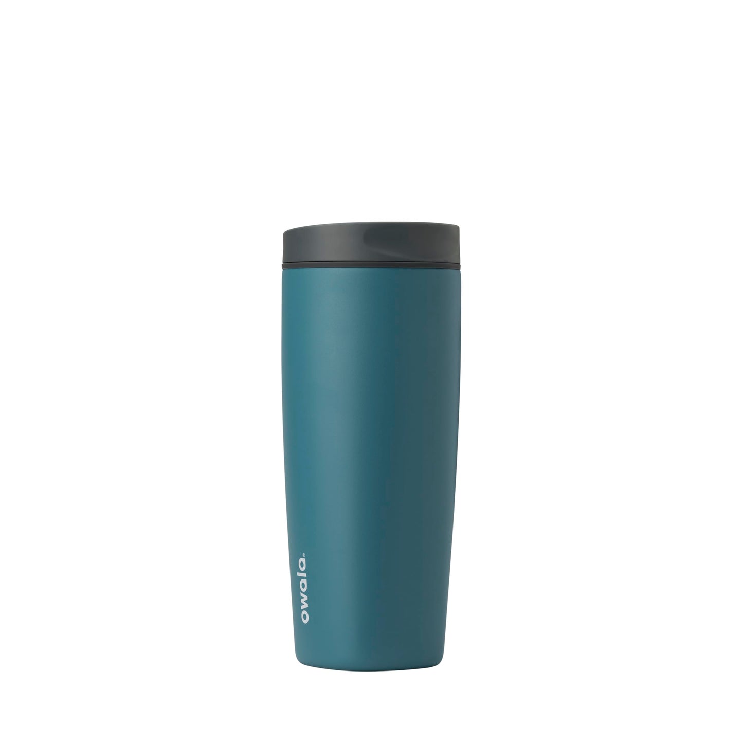 Owala SmoothSip Slider Insulated Stainless Steel Coffee Tumbler, Reusable Iced Coffee Cup, Hot Coffee Travel Mug, BPA Free 12 oz, Tan/White (Vanilla Bean)