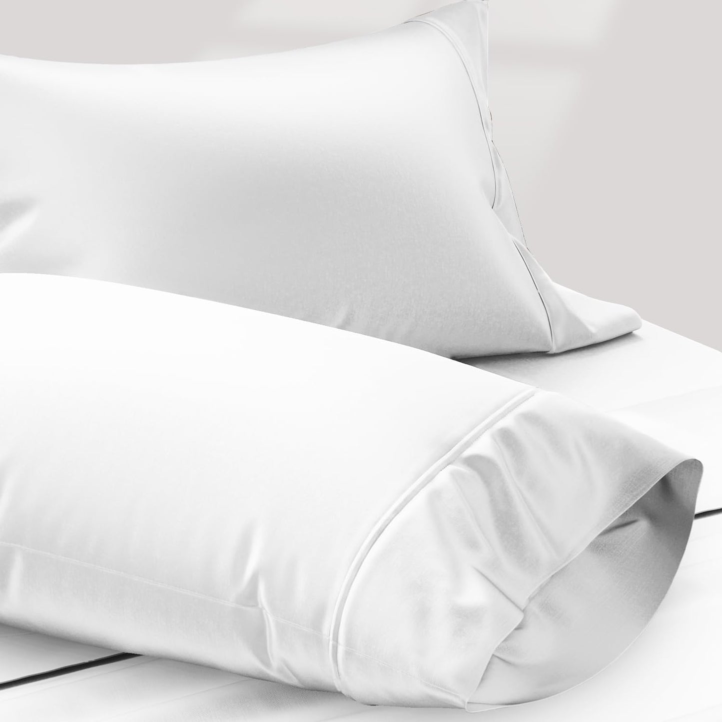 TEXAS LINEN CO. 100% Egyptian Cotton Sheets King Size Set - 1200 Thread Count Egyptian Cotton Luxury Sheets King Size, 17" Deep Pocket, Soft, Cooling Sateen Weave Hotel Quality Bedding Set - White