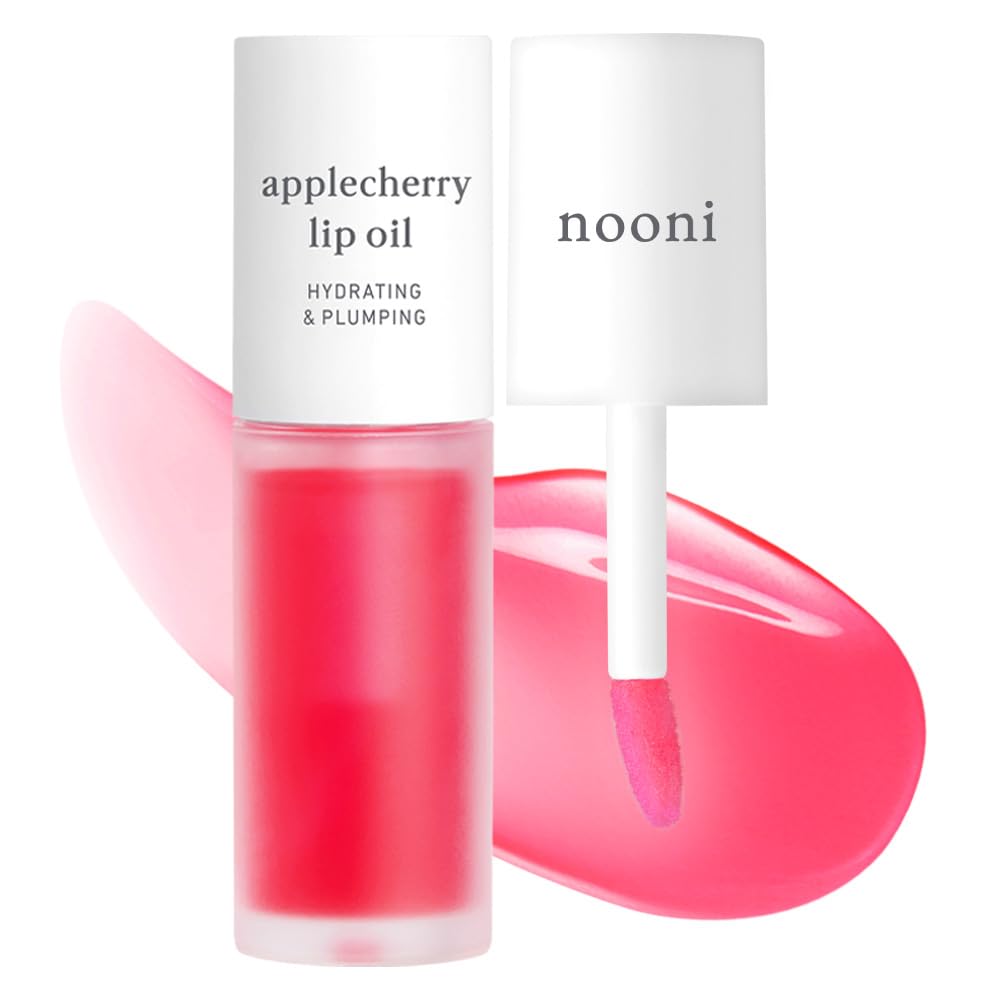 NOONI Korean Hydrating Lip Oil - Appleberry | Long-Lasting, Moisturizing, Plumping, Revitalizing for Dry Lips, Waterproof, No Peel Off, Hydrating, Nourishing Crystal Clear, 0.12 FL Oz