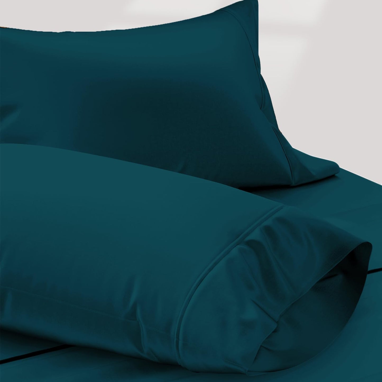 TEXAS LINEN CO. 100% Egyptian Cotton Sheets King Size Set - 1200 Thread Count Egyptian Cotton Luxury Sheets King Size, 17" Deep Pocket, Soft, Cooling Sateen Weave Hotel Quality Bedding Set - White