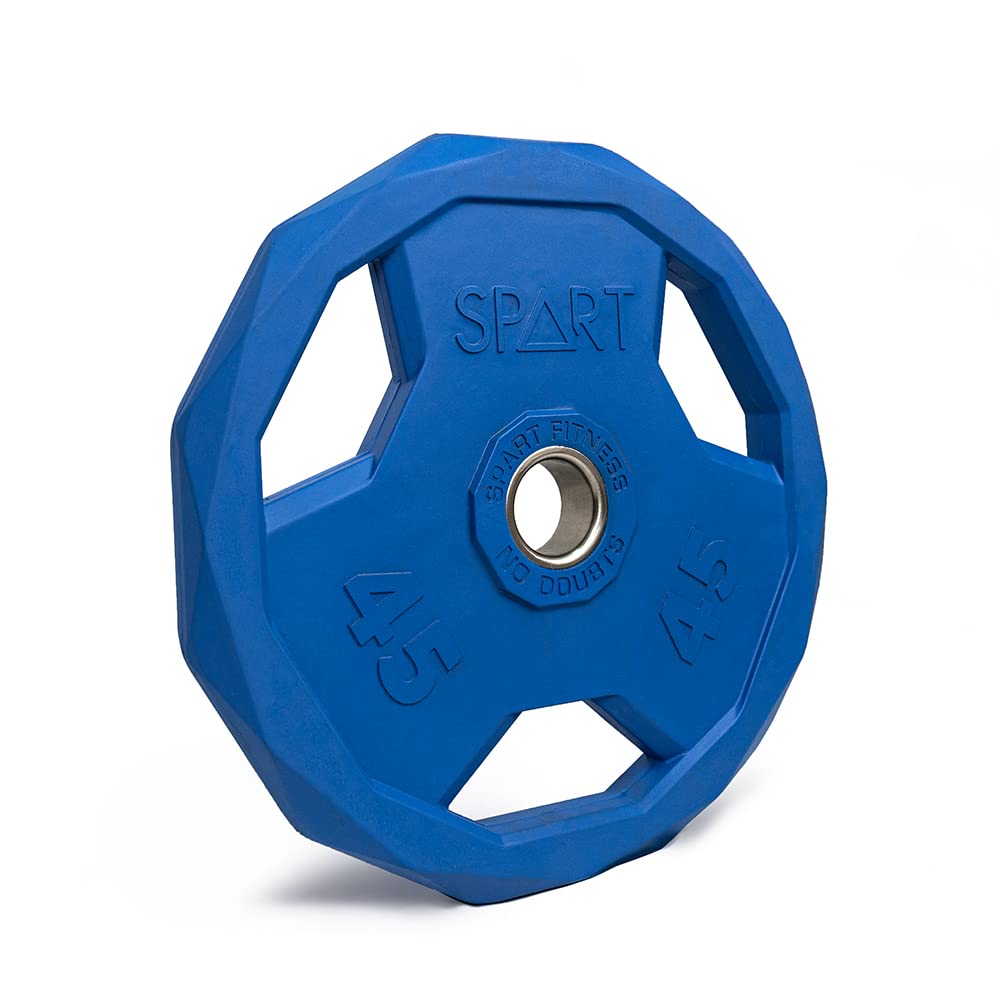 SPART Color Coded Weight Plate 2-Inch Rubber Coated Olympic Grip Plate for Barbell, Solid Cast Iron Weight Plates for Strength Training, Weightlifting, Crossfit, Home Gym, 2.5LB/5LB/10LB/25LB/35LB/45LB, Pair