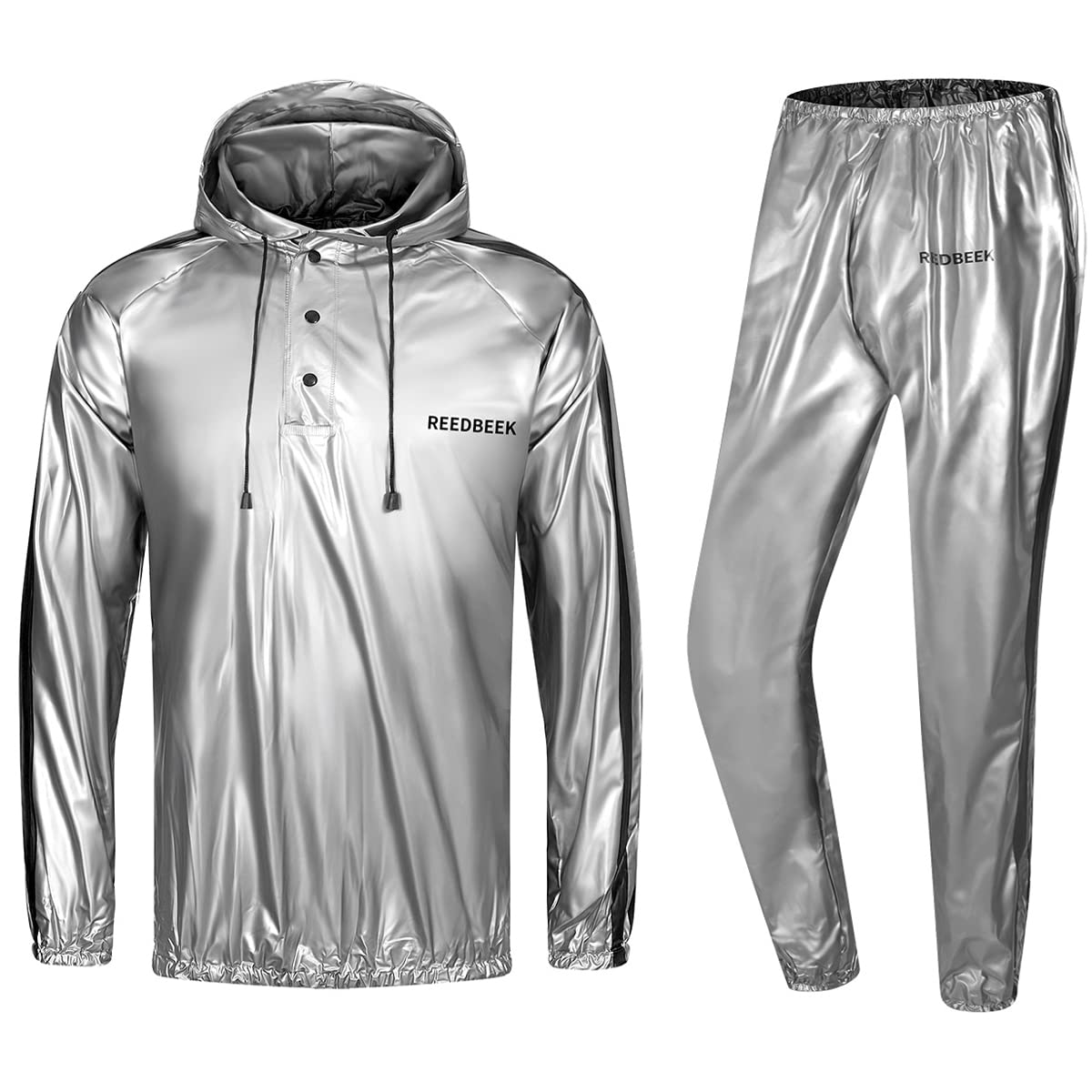 Heavy Duty Fitness Sweat Suit Heat Trapping Sauna Suit Gym Exercise Heat Shaper Button Jacket Pant