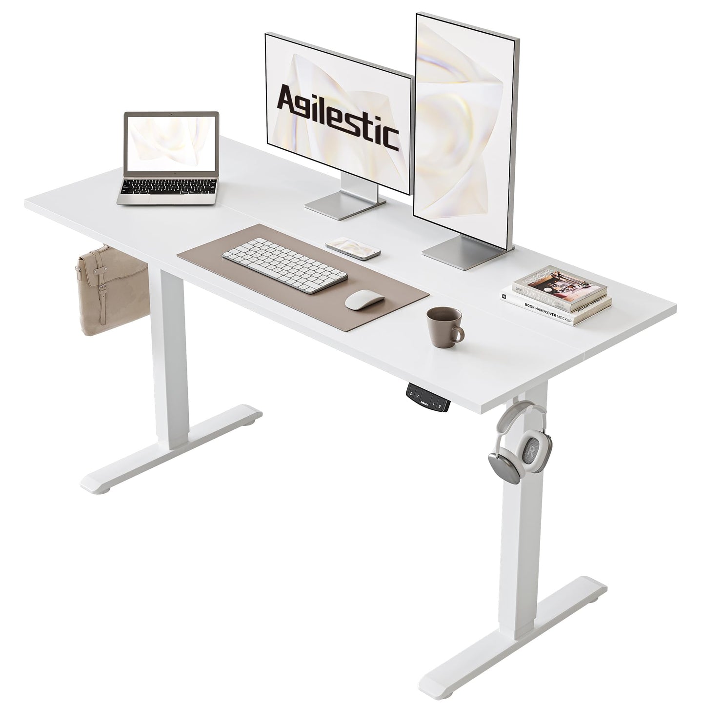Agilestic Electric Standing Desk, 48 x 24 Inches Height Adjustable Desk, Sit Stand up for Work Office Home, Ergonomic Rising Computer Table with Memory Preset, Rustic Brown