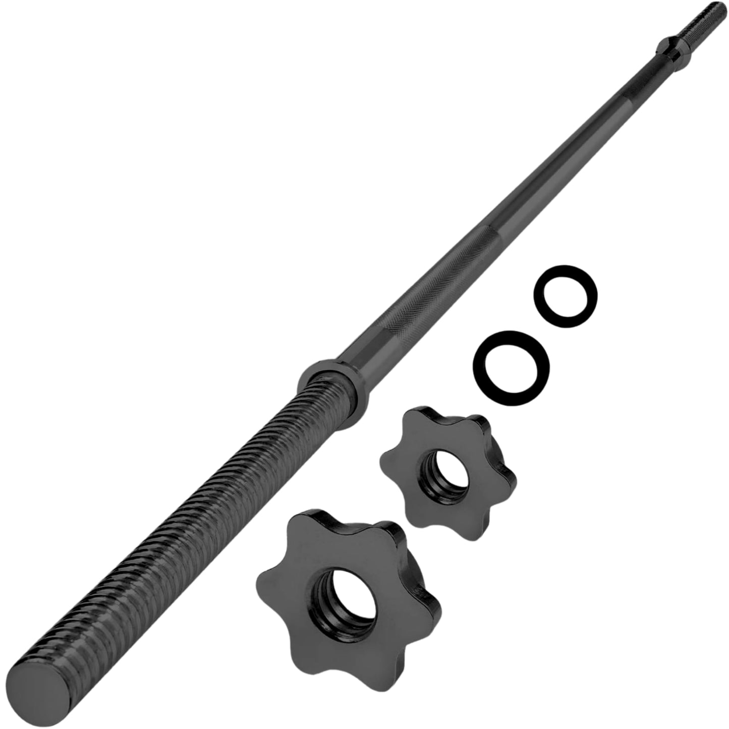 Yes4All 480LB Standard Straight Barbell 60" & EZ Curl Bar 47", Weight Bar 1" Diameter - Star Lock Collars & Rubber Ring for Deadlifts, Squats