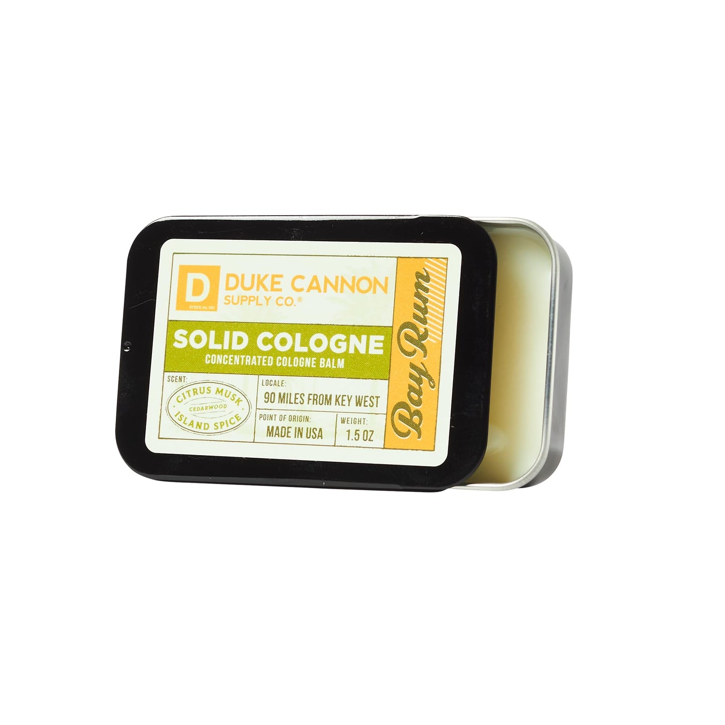 Duke Cannon Solid Cologne - Old Glory Premium Concentrated Cologne Balm, Fresh Tobacco, Amber, and Leather Scent, 1.5 oz. Travel Tin