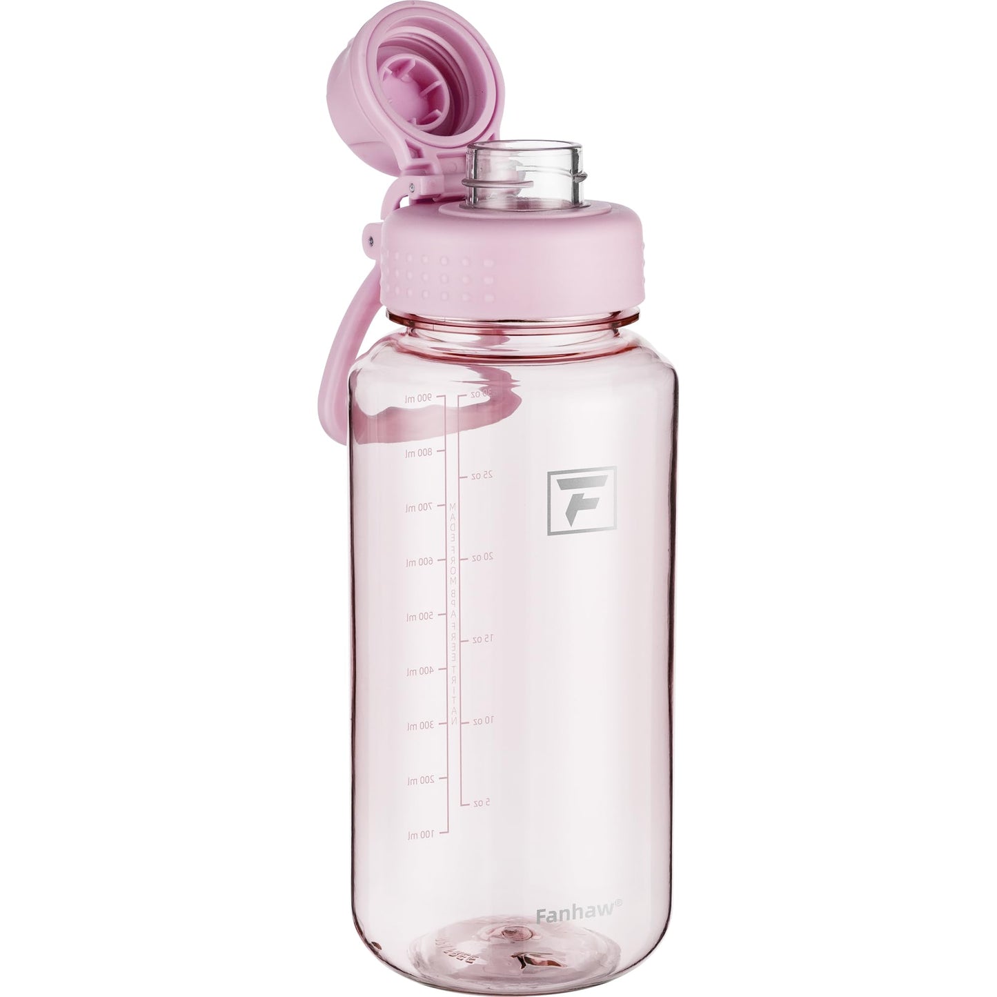 Fanhaw 32 oz Clear Water Bottle with Fast-Flow Spout Lid, BPA-Free Tritan, Wide Mouth, Leakproof, Reusable Bottle for Gym, School, Office, Travel (Clear&Black)