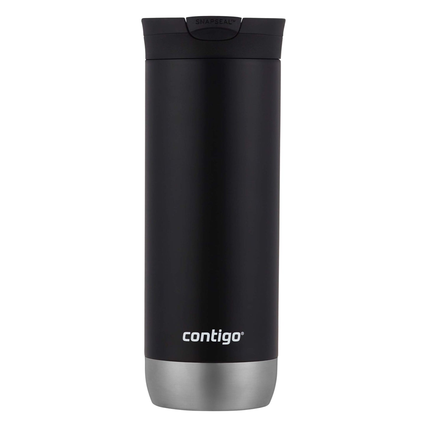 Huron Vacuum-Insulated Stainless Steel Travel Mug, 16oz Licorice - Leak-Proof Lid for Hot/Cold Beverages, Fits Most Cup Holdersand Brewers