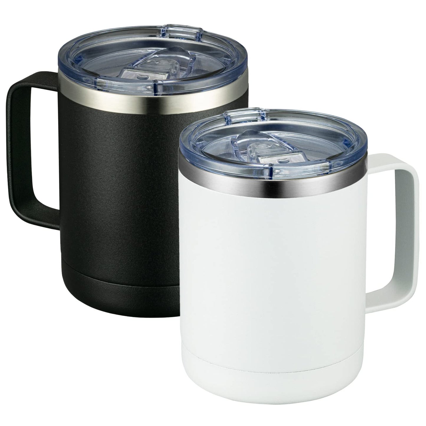 MEWAY 12oz Coffee Mug With Handle and Sliding Lid,Stainless Steel Travel Tumbler Cup with Handle,Double Wall Vacuum Insulated Camping Cup for Hot & Cold Drinks Tea (Purple,Set of 1)