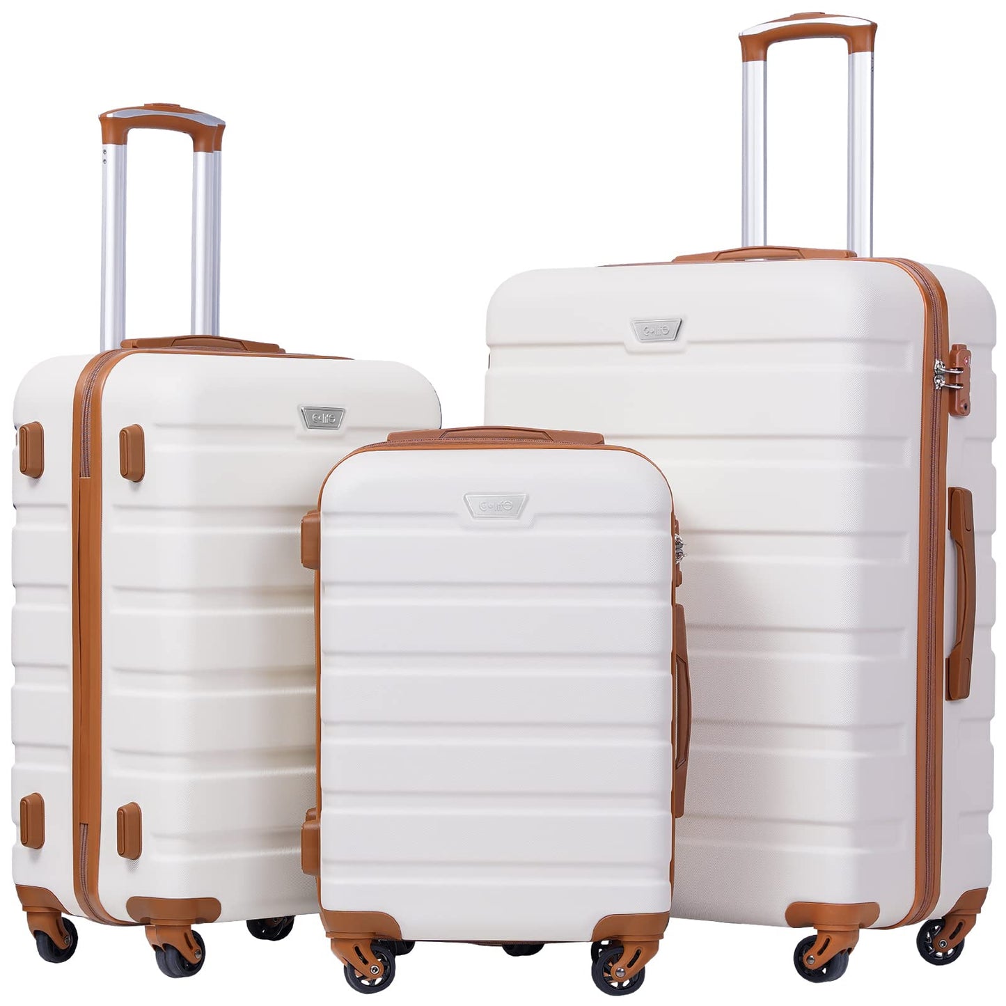 Coolife Luggage 4 Piece Set Suitcase Spinner Hardshell Lightweight TSA Lock (Family Set-Sky Blue)