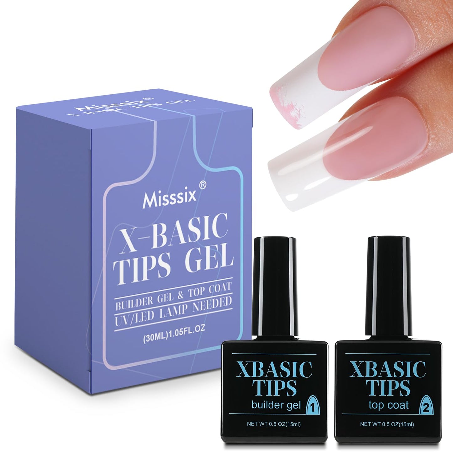 Misssix Deep French Gel Nail Tips, 150Pcs French Tip Press on Nails Long Square Brown, No Need to File 3 in 1 Tips Pre-lasting, Fake Nails for Nail Art DIY 15 Sizes