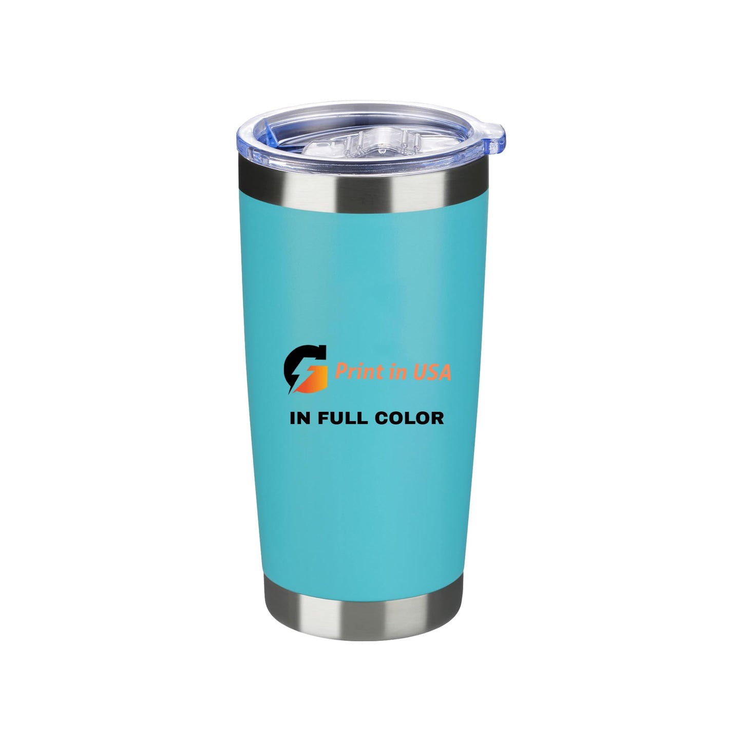 Personalized Custom Print in USA Tumbler 20oz Stainless Steel Double Wall Coffee Cup with Lid & Straw Insulated Tumbler with Colorful Text Logo Photo