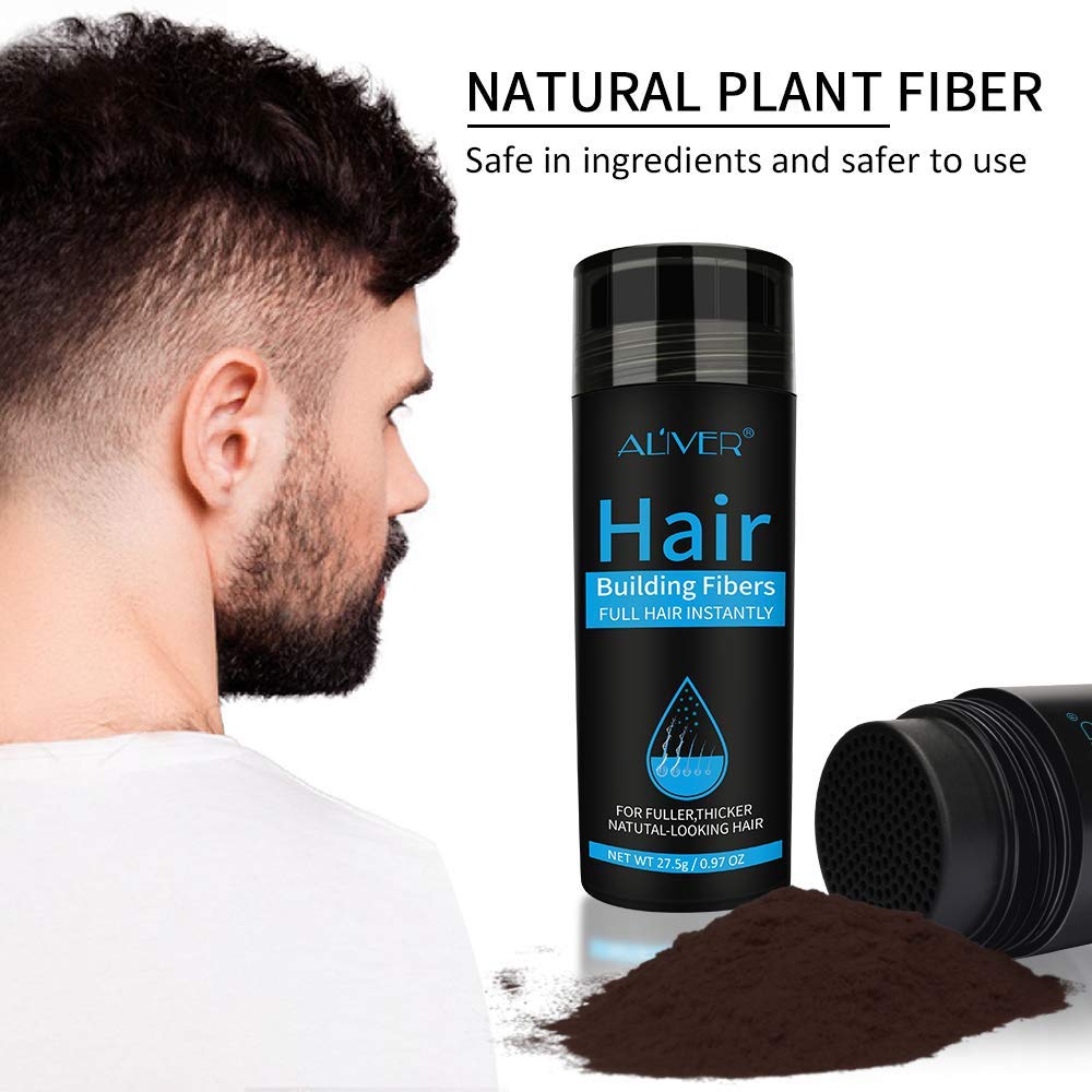 Aliver Hair Fibers for Thinning Hair Dark Brown - Undetectable Natural Formula - Thicker Fuller Hair in 15 Seconds - Conceals Hair Loss & Look Younger - Designed for Men & Women,0.97Oz