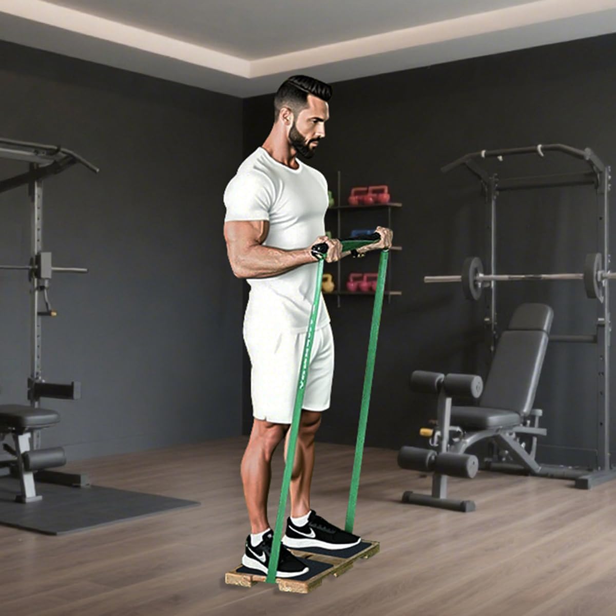 Wood Resistance Band Platform Base, Resistance Band Foot Plate, Fitness Exercise Board Footplate, Step Board for Workout Board for Home Gym