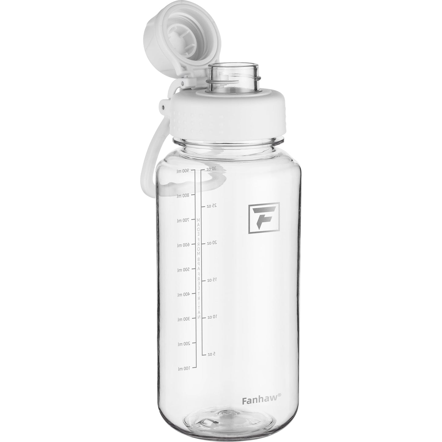 Fanhaw 32 oz Clear Water Bottle with Fast-Flow Spout Lid, BPA-Free Tritan, Wide Mouth, Leakproof, Reusable Bottle for Gym, School, Office, Travel (Clear&Black)