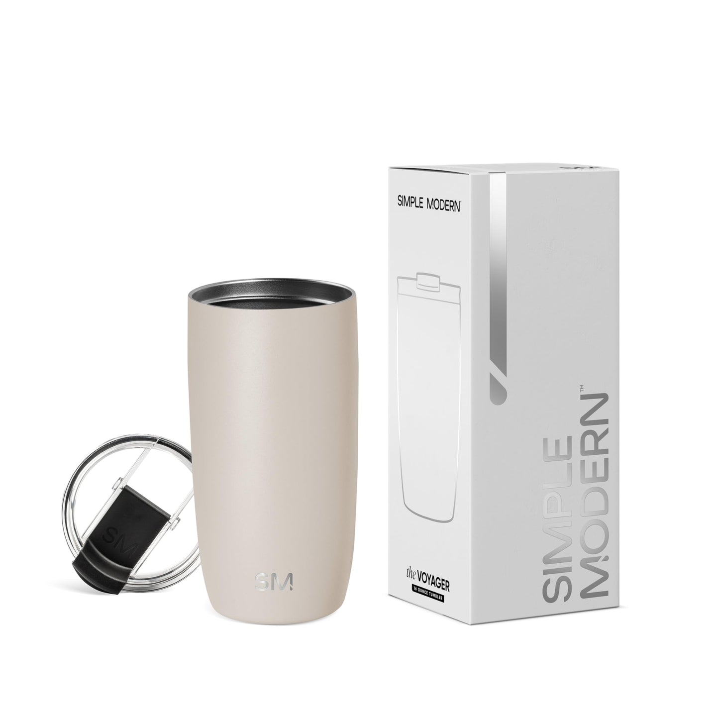 Simple Modern Travel Coffee Mug Tumbler with Flip Lid | Reusable Insulated Stainless Steel Cold Brew Iced Coffee Cup Thermos | Gifts for Women Men Him Her | Voyager Collection | 12oz | Almond Birch