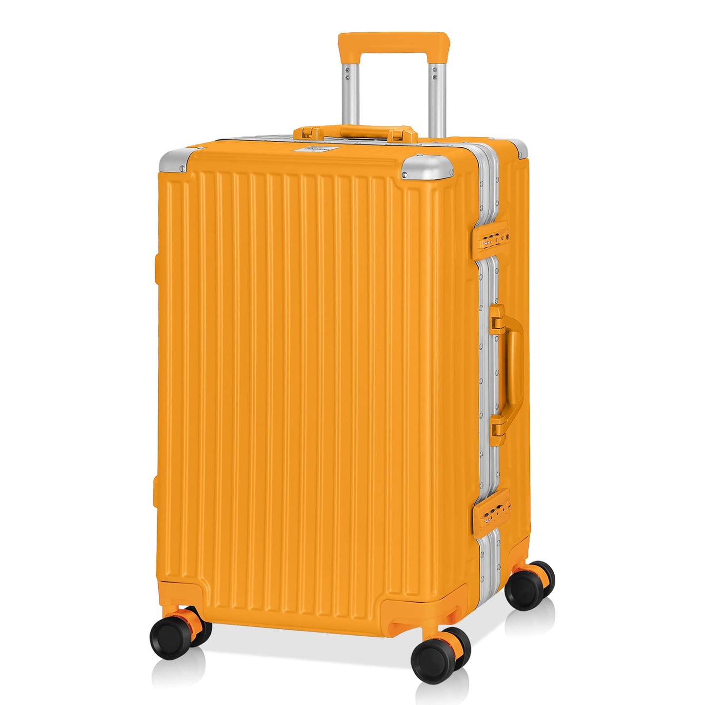 AnyZip Luggage Sets 2 Piece Aluminum Frame Carry On and Checked Suitcase PC ABS Hard Shell TSA Lock No Zipper(Silver, 20/28)