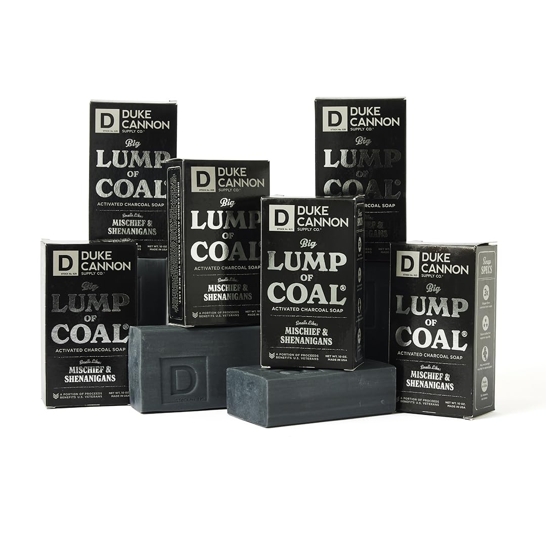 Duke Cannon Supply Co. Big Lump of Coal Soap Bar for Men Holiday Edition (Bergamot & Black Pepper Scent) Extra Large, Paraben-free, All Skin Types, 10 oz. (3 Pack)