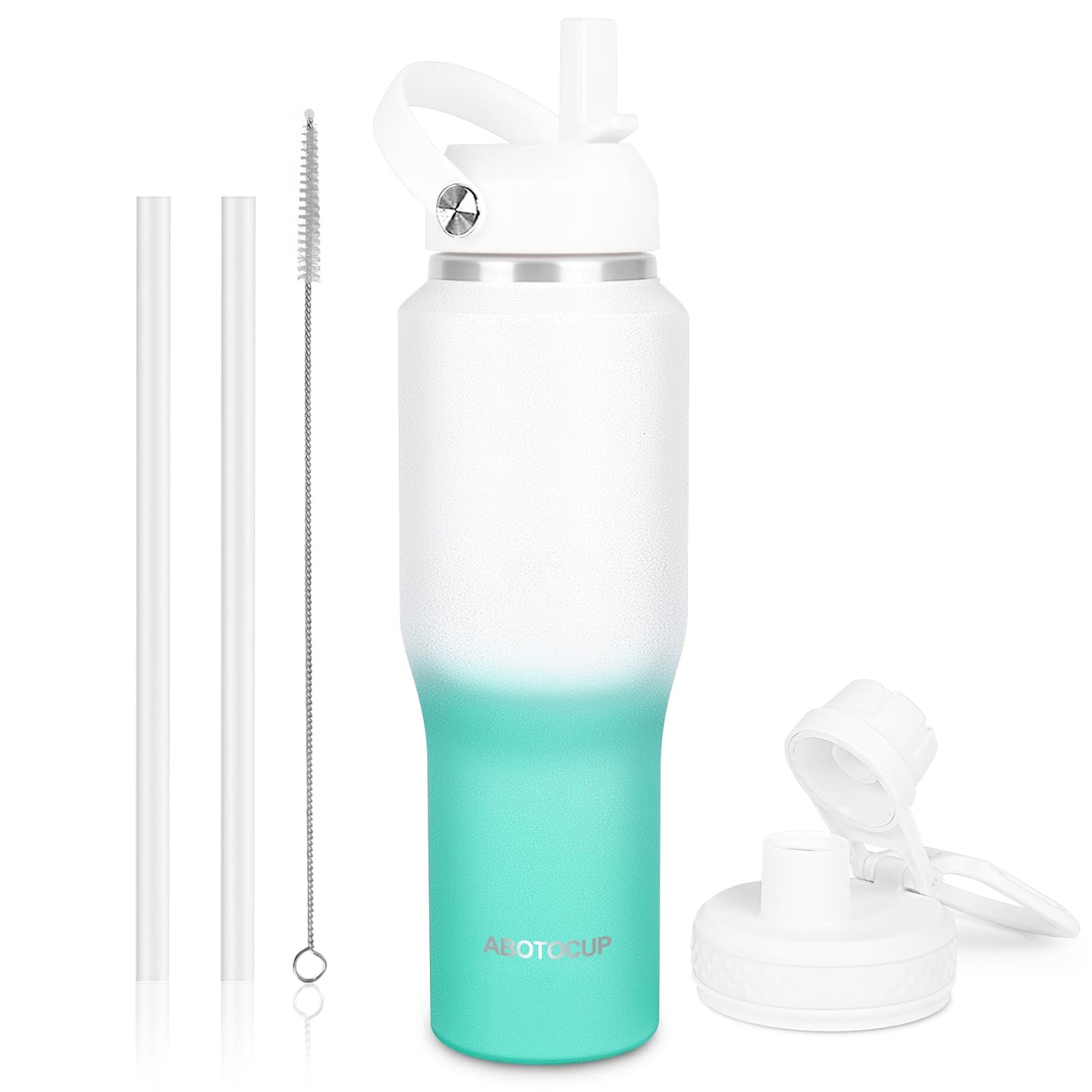 32oz Water Bottle Insulated with Powder Coated, Fit in Any Car Cup Holder, Water Bottles with Straw and Spout Lids, Stainless Steel Insulated Double Wall Leak-proof BPA Free to Keep Cold&Hot