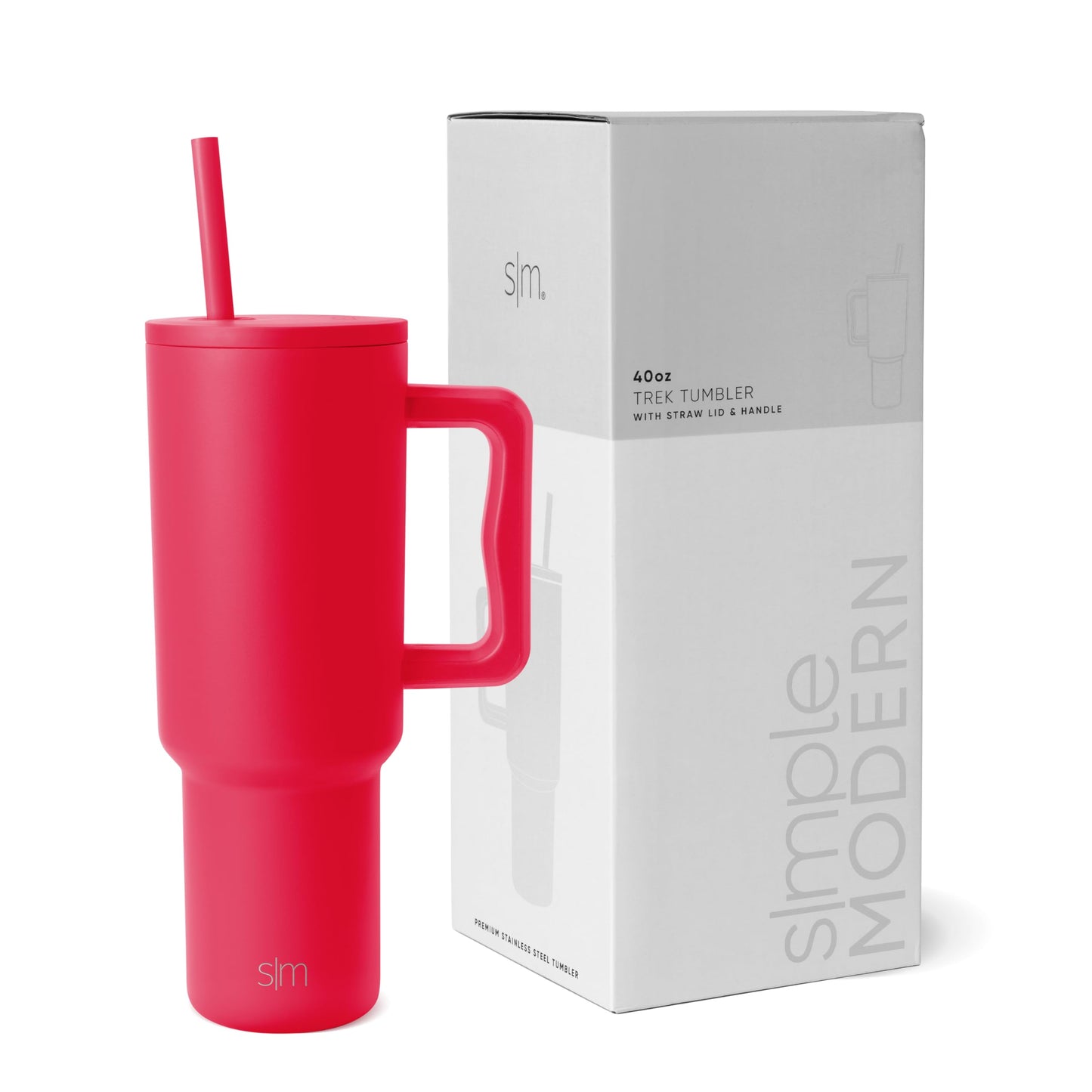 Simple Modern 40 oz Trek Tumbler with Handle and Straw Lid | Cup Holder Friendly Insulated Stainless Steel Travel Mug | Blue Dune