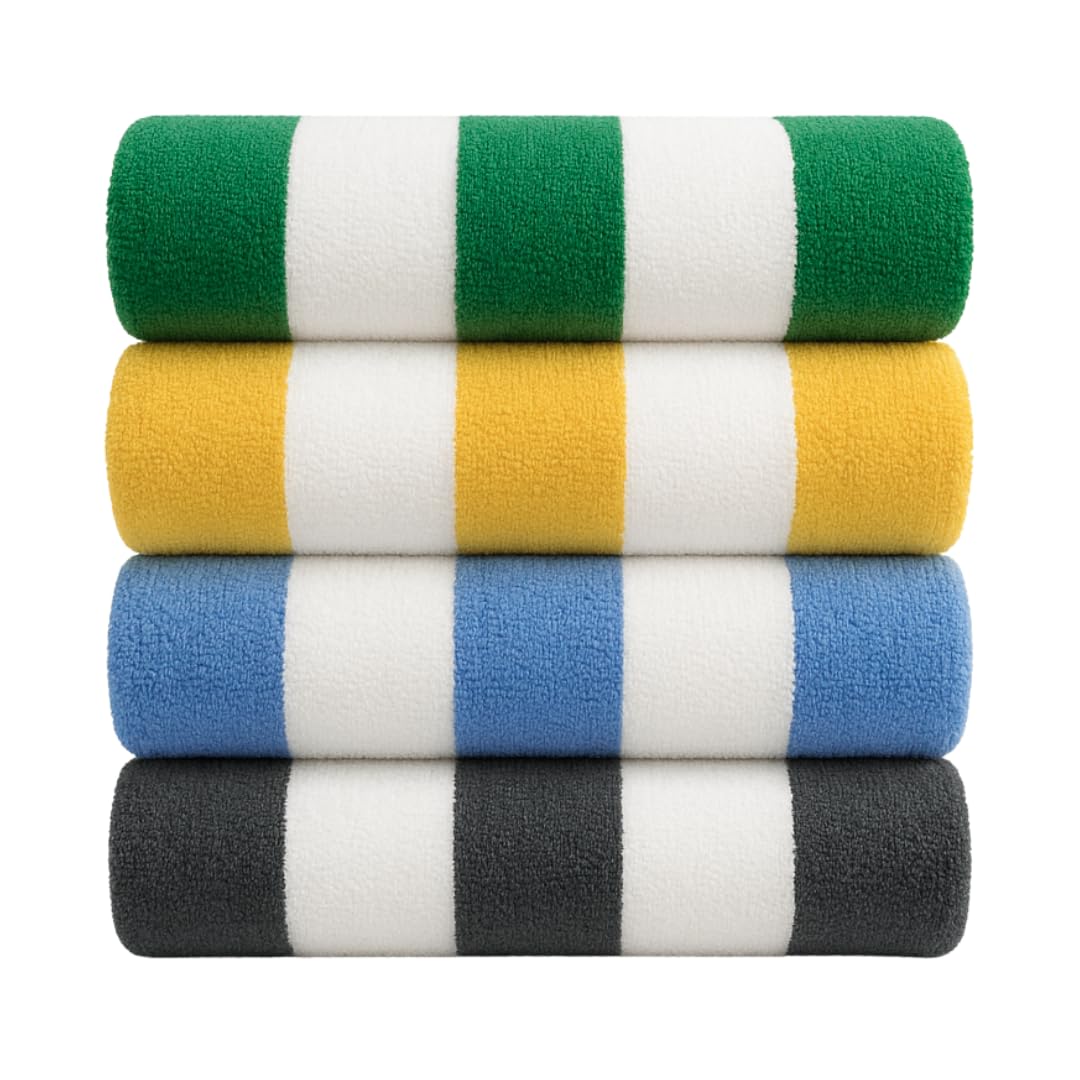 Cotton Turkish Beach Towel Towels Oversized 36"x72" Pool Absorbent Extra Large Quick Dry Sand Travel Towel (Beige, 4 Pack)