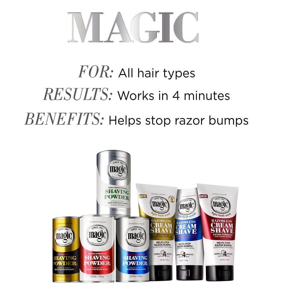 Razorless Shaving Cream for Men Magic, Hair Removal Cream, for Bald Head Maintenance, No Razor Needed, Depilatory Cream Works in 4 Minutes for Coarse Curly Hair, 6 oz