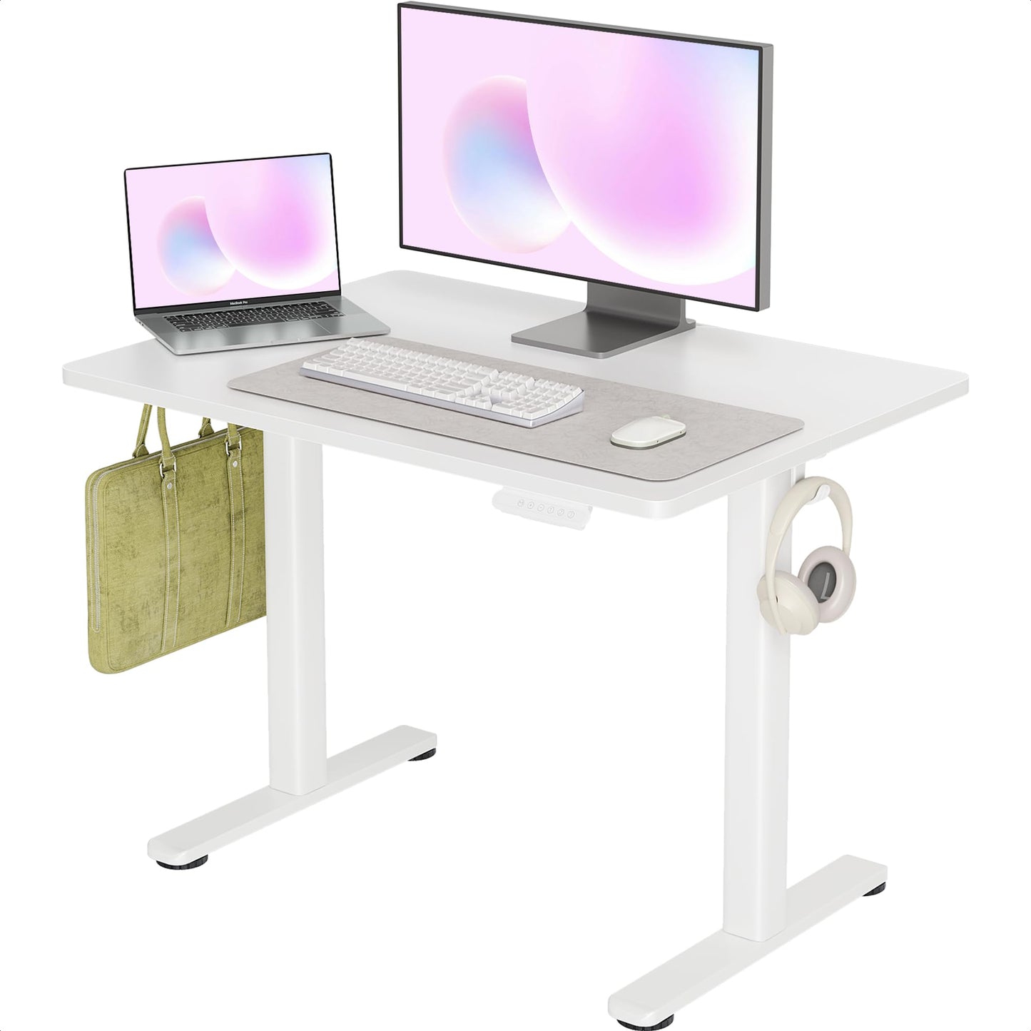 INNOVAR Electric Standing Desk, Adjustable Height Stand up Desks, 48 x 24 Inches Sit Stand up Desk for Home Office Computing, 3-Preset Memory Height Ergonomic Rising Desks, Black