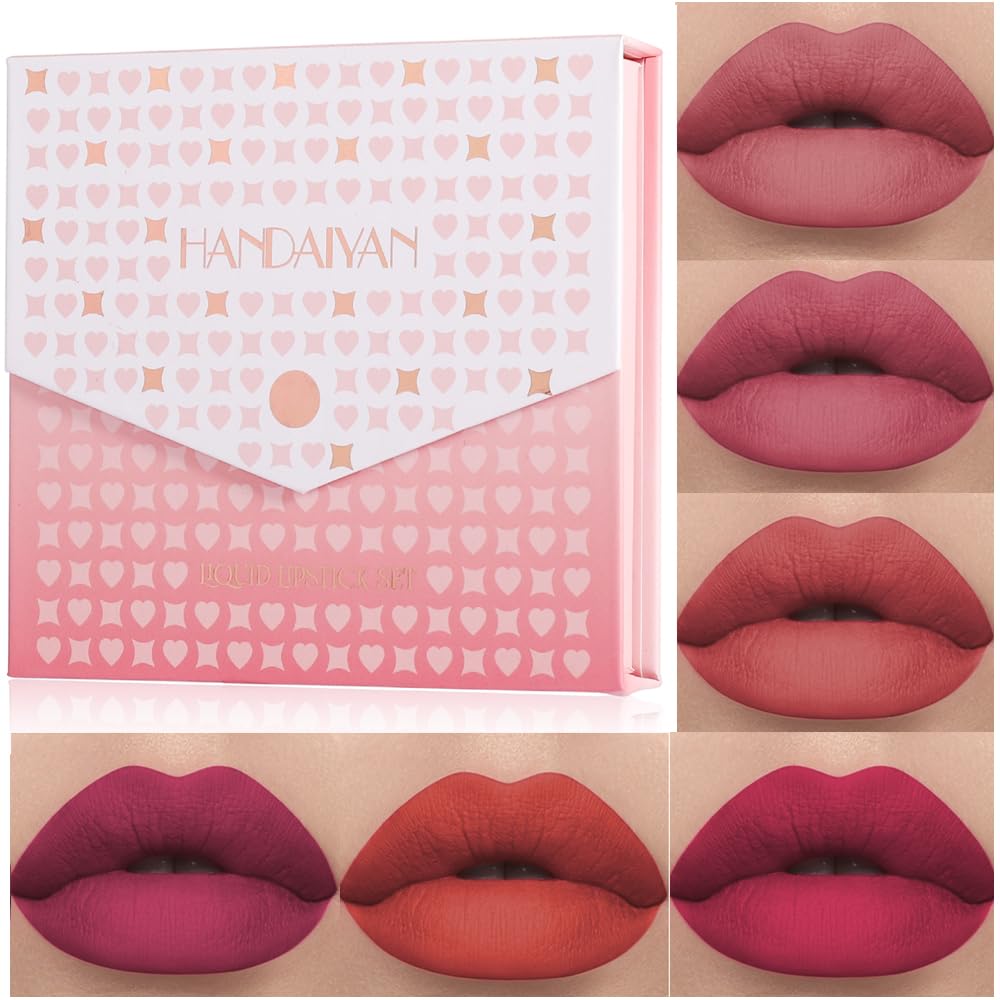 6Pcs Matte Liquid Lipstick Makeup Set, Matte liquid Long-Lasting Wear Non-Stick Cup Not Fade Waterproof Lip Gloss (Set A)