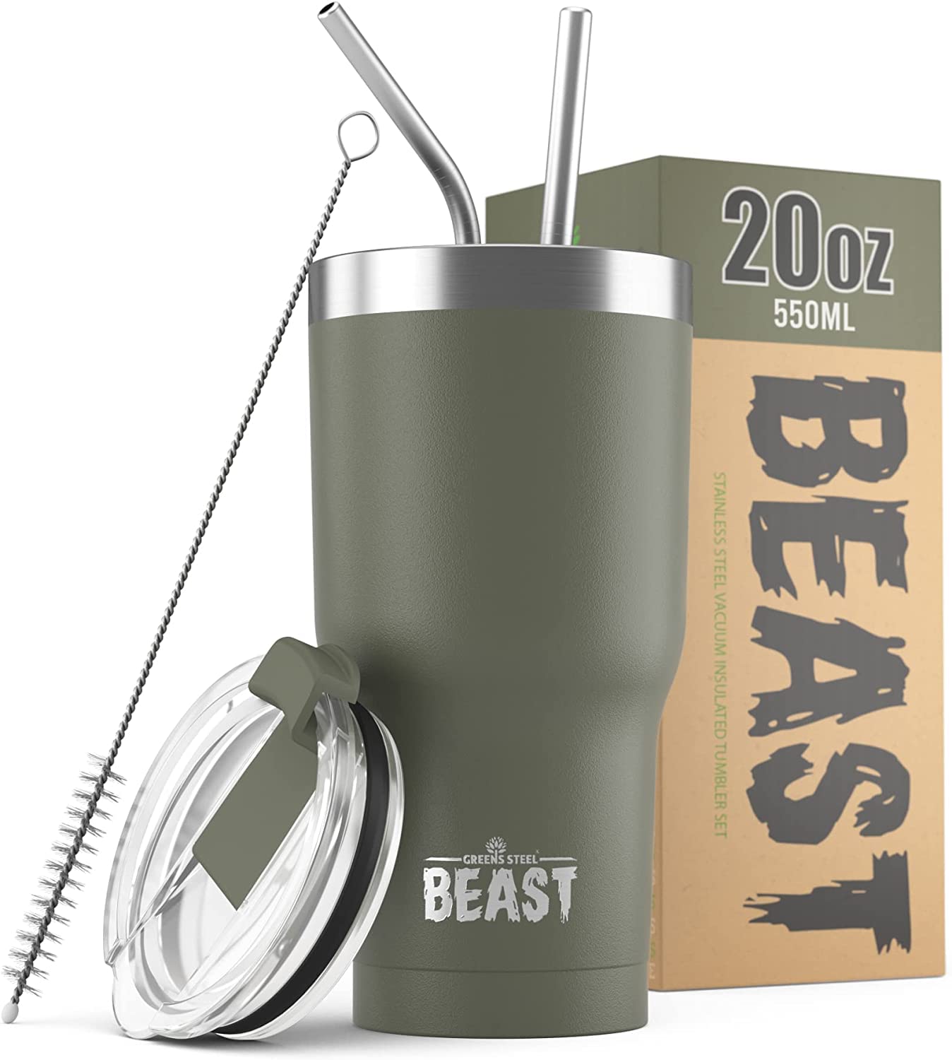 Beast 50 oz Tumbler Stainless Steel Vacuum Insulated Coffee Ice Cup Double Wall Travel Flask (Arctic White)