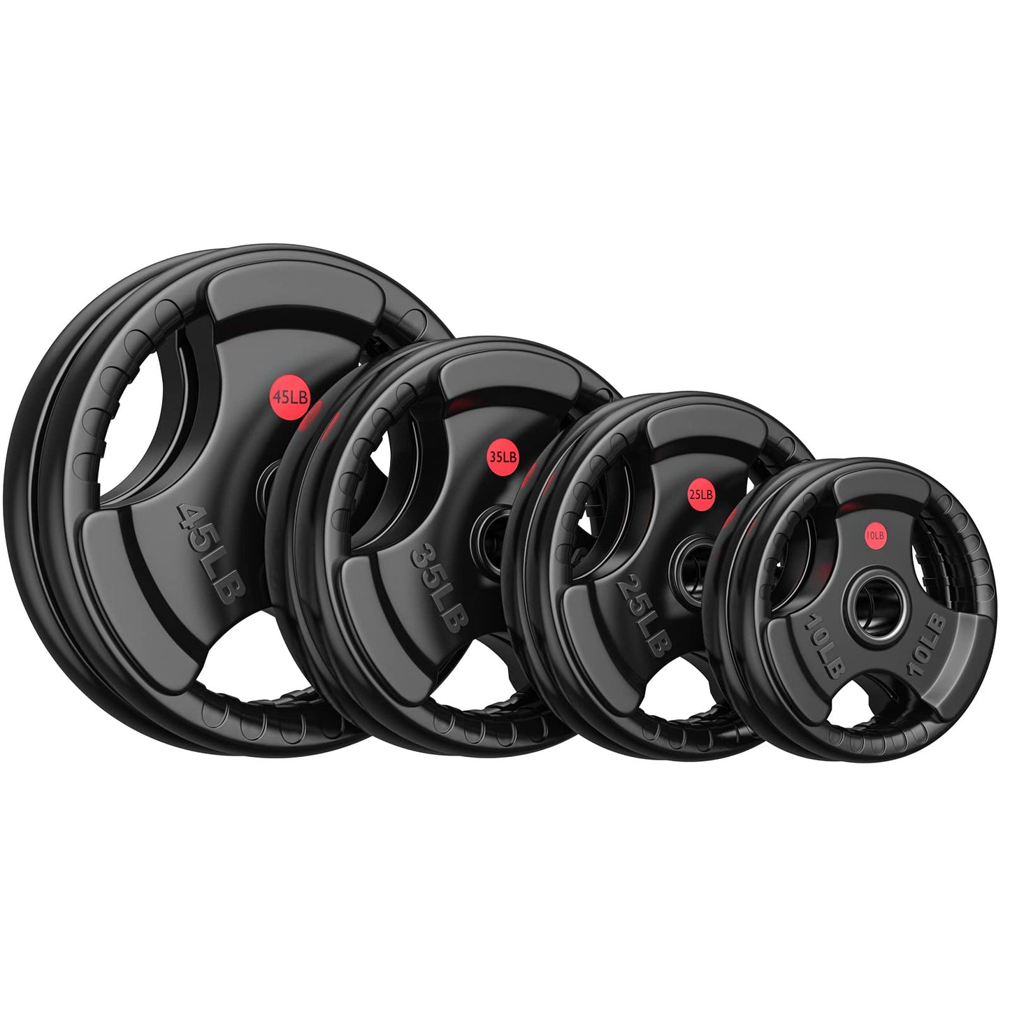 GIKPAL 2-inch Rubber Olympic Grip Weight Plates for Strength Training, Weightlifting in Home & Gym, Barbell Weights Plates Set (2.5/5/10/25/35/45 LB)