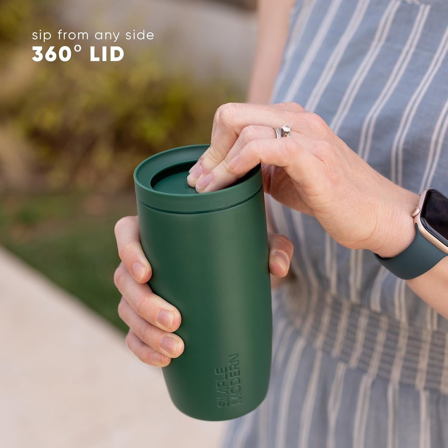 Simple Modern Travel Coffee Mug Tumbler with 360° Lid | Ceramic-Lined Insulated Stainless Steel Cold Brew Iced Coffee Cup | Gifts for Women Men Her Him | Voyager Signature | 16oz | Sea Glass Sage