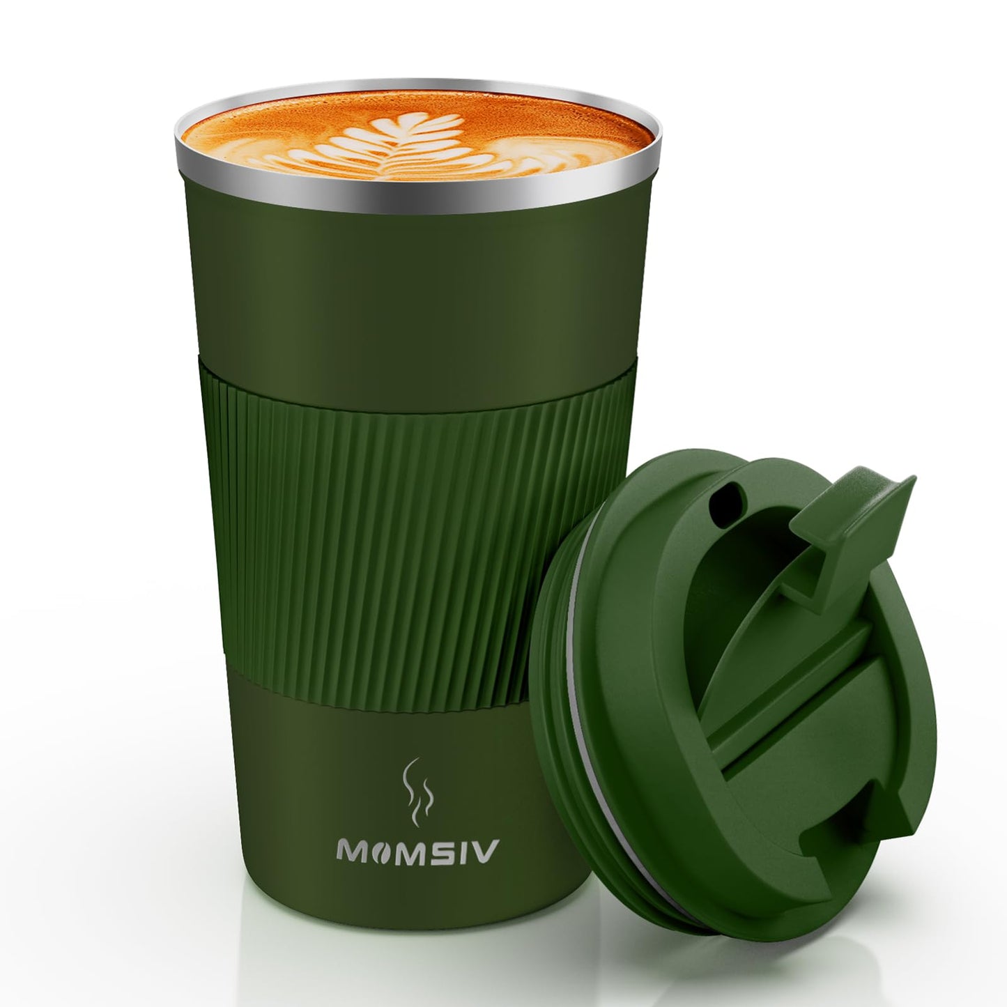 MOMSIV 12oz Travel Mug, Insulated Coffee Cup with Leakproof Lid, Travel Coffee Mug Vacuum Stainless Steel Double Walled Reusable Coffee Cup for Hot and Cold Water Coffee