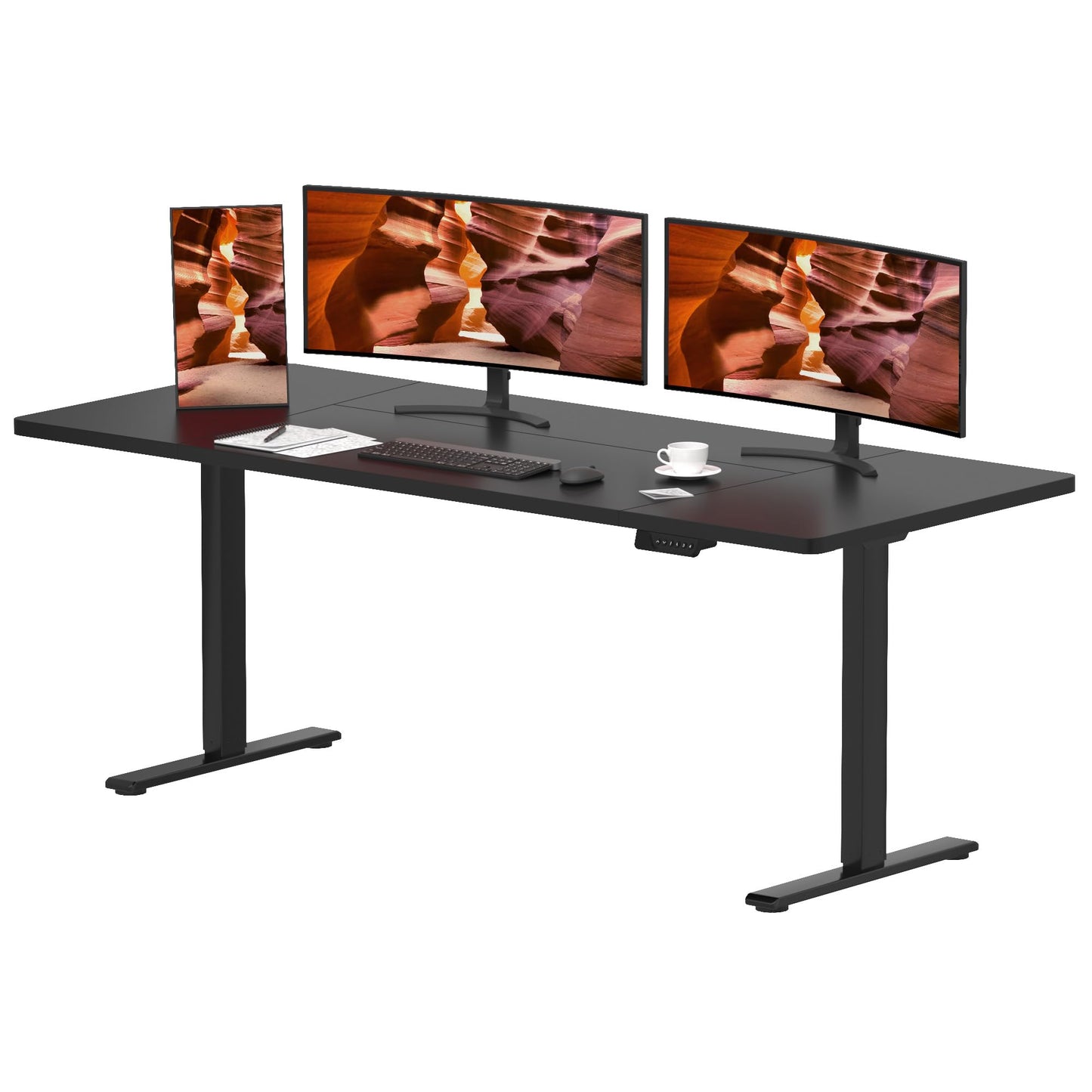 Dual Motor Standing Desk, Large Stand Up Desk, 71x31 Inches Electric Sit Stand Desk, 4 Memory Preset Adjustable Height Desk Home Office Desks(Black)