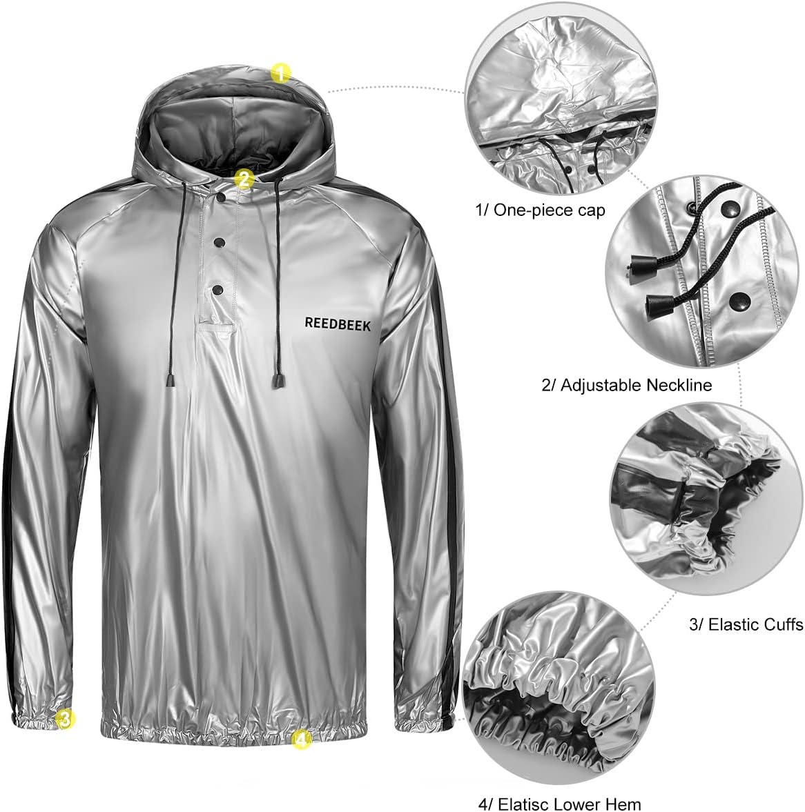 Heavy Duty Fitness Sweat Suit Heat Trapping Sauna Suit Gym Exercise Heat Shaper Button Jacket Pant