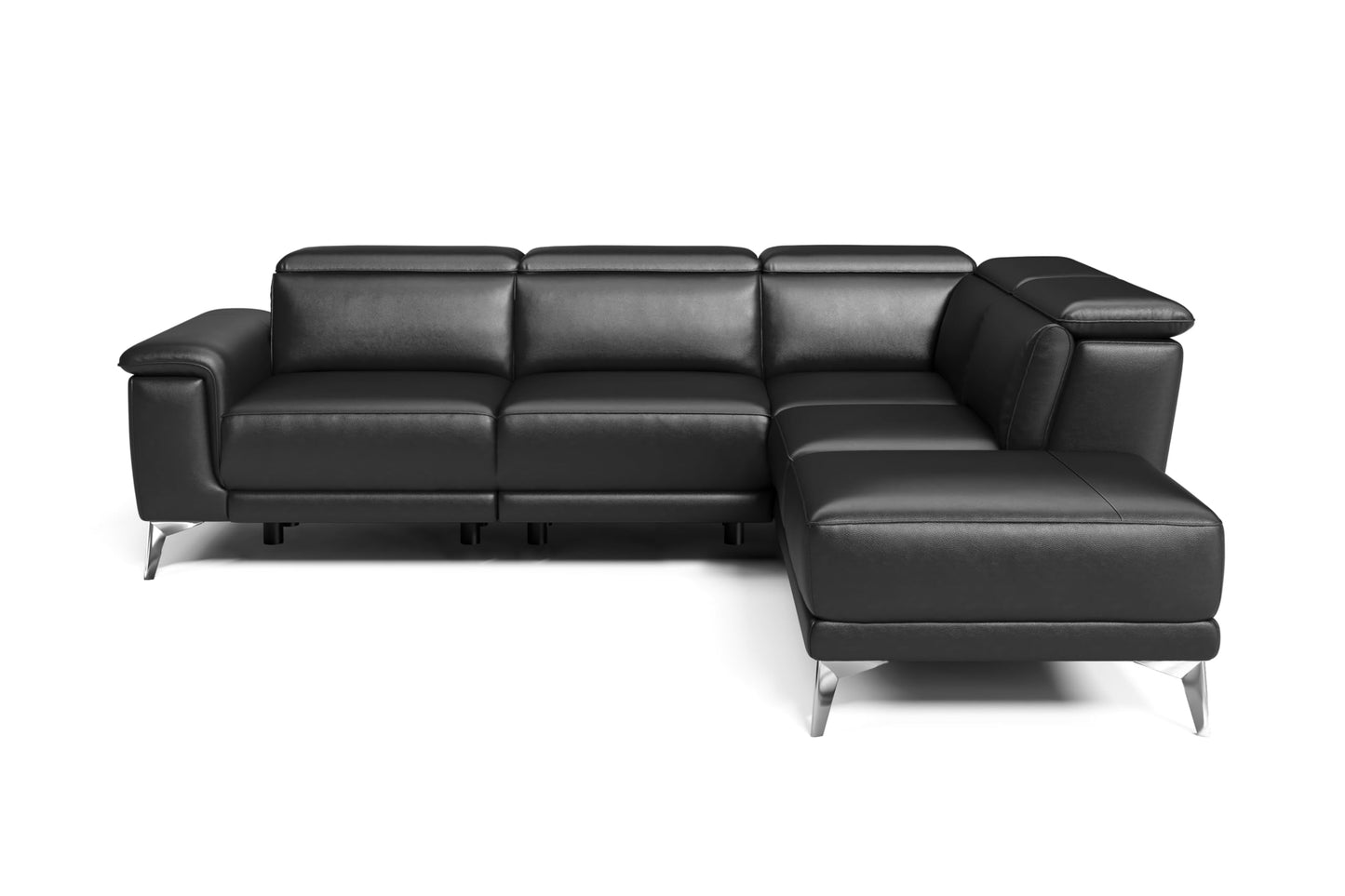 Valencia Pista Full Leather Left Chaise Sofa 112.5" | Italian Nappa Leather Modern Cloud Couch for Living Room/Apartment Furniture | Power Recliner, Ultimate Comfort, Cognac